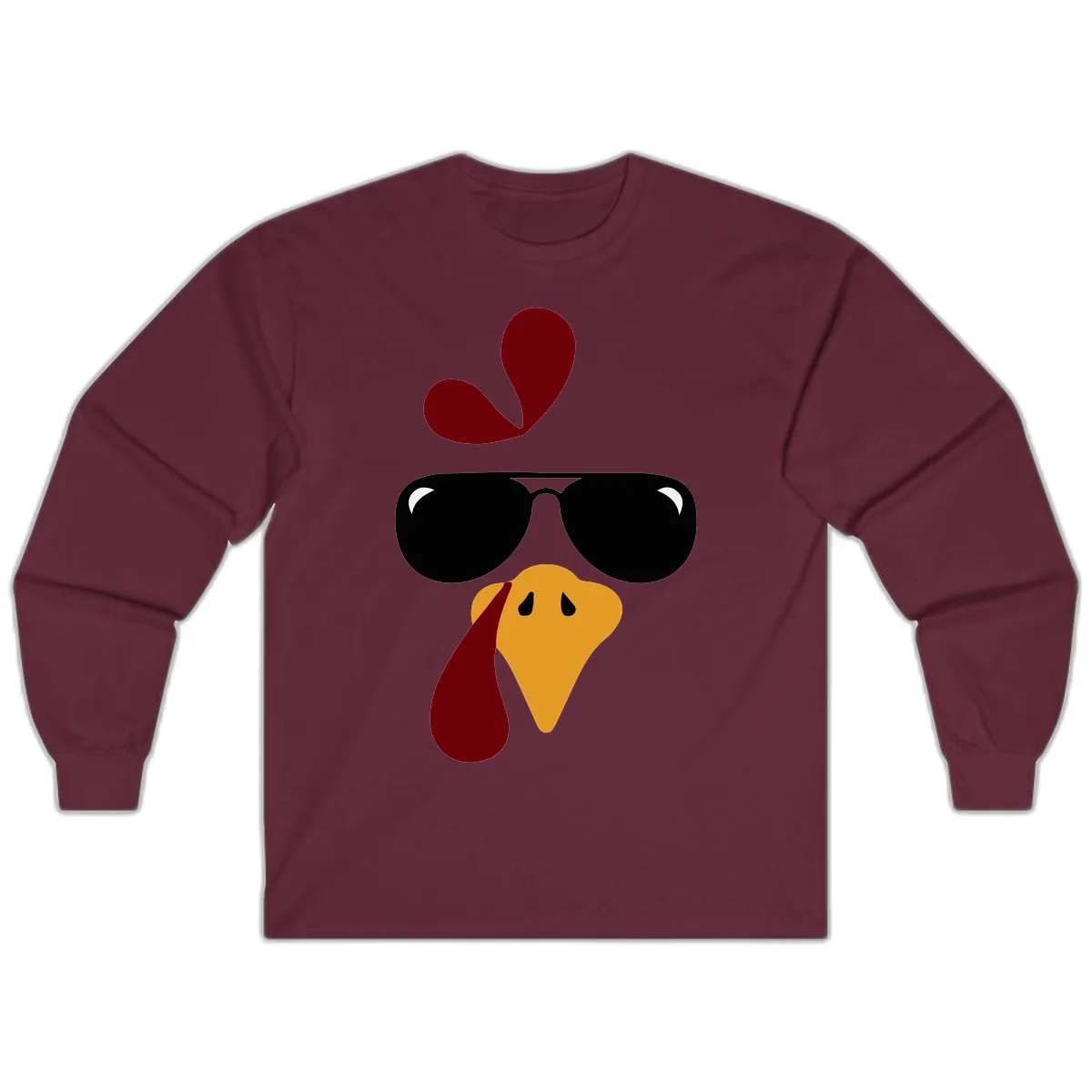 Cool Turkey Face Sunglasses Long Sleeve in Maroon