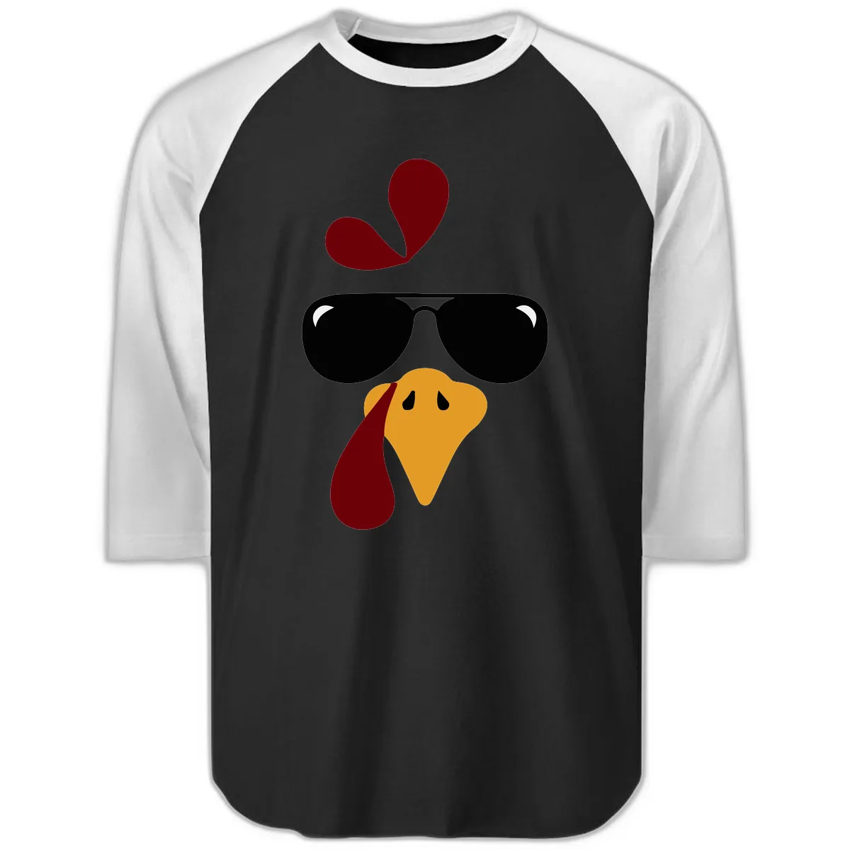 Cool Turkey Face Sunglasses Raglan 3/4 in Black White