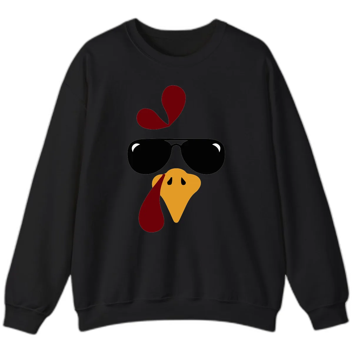 Cool Turkey Face Sunglasses Sweatshirt in Black