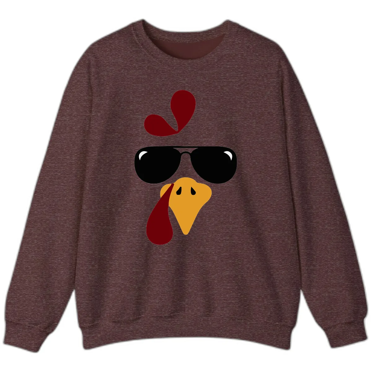 Cool Turkey Face Sunglasses Sweatshirt in Heather Sport Dark Maroon