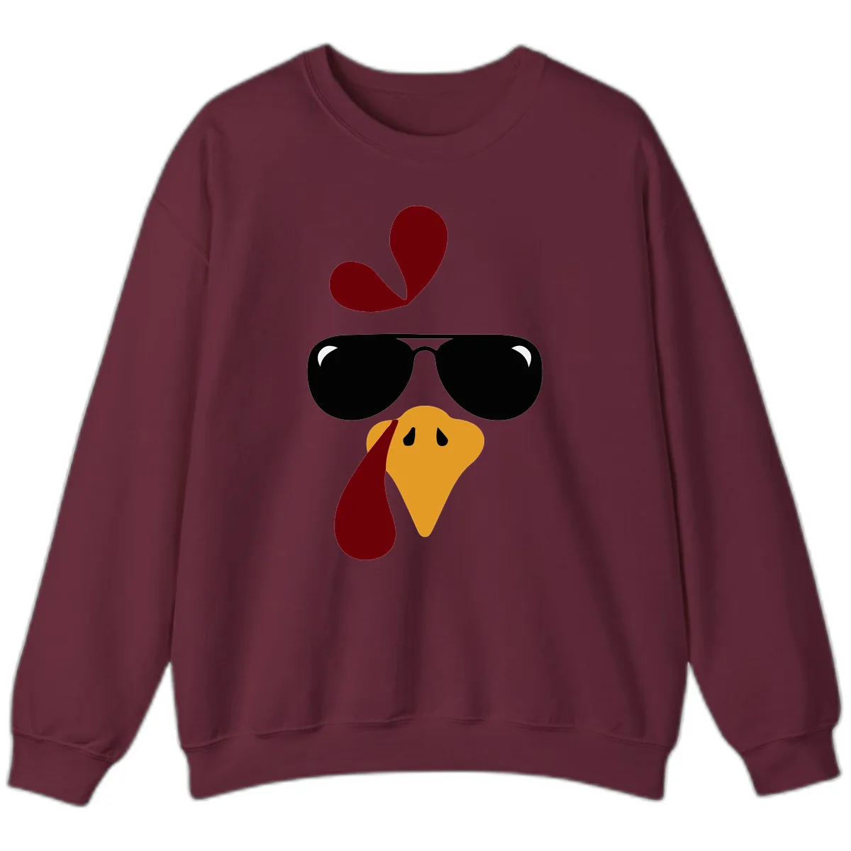 Cool Turkey Face Sunglasses Sweatshirt in Maroon