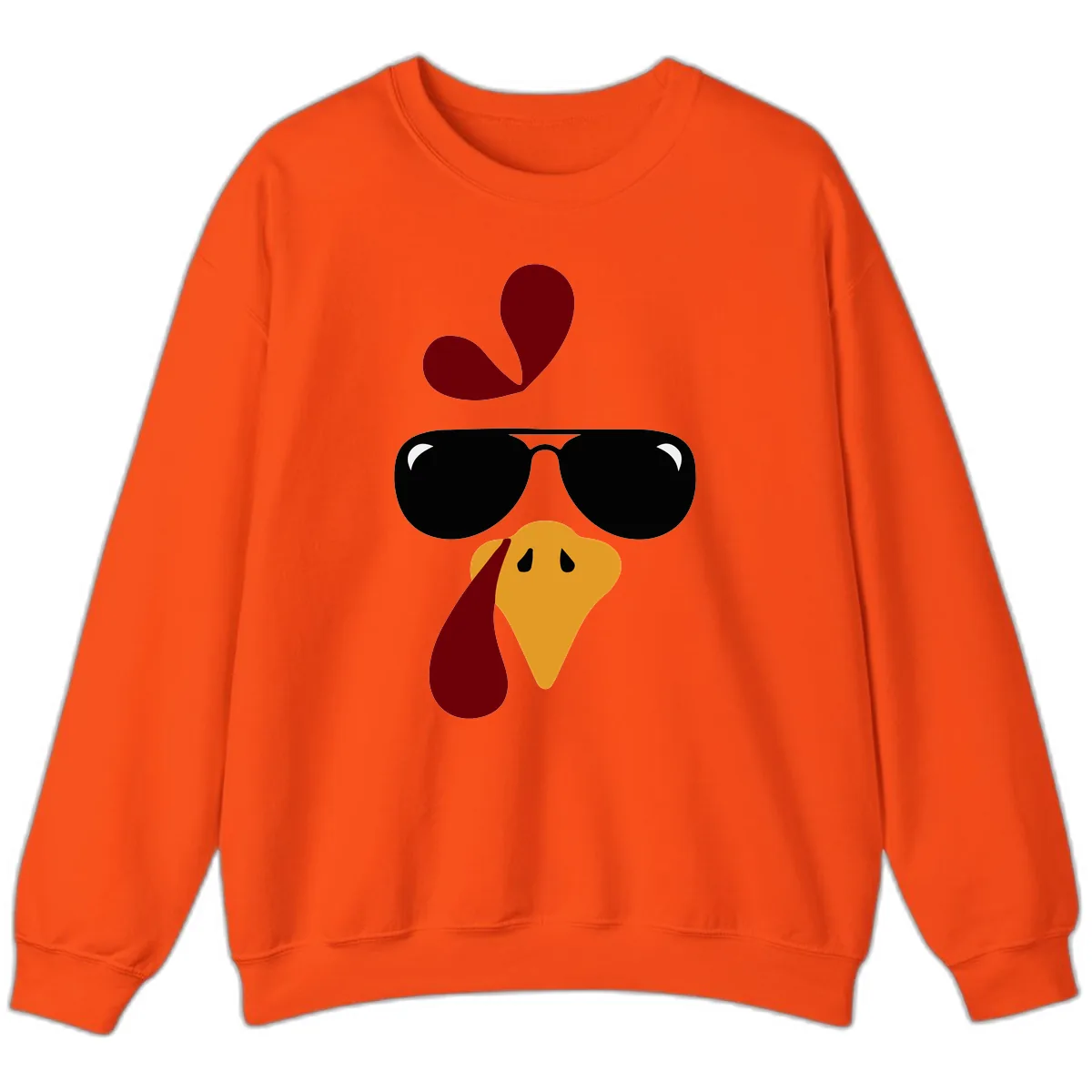 Cool Turkey Face Sunglasses Sweatshirt in Orange