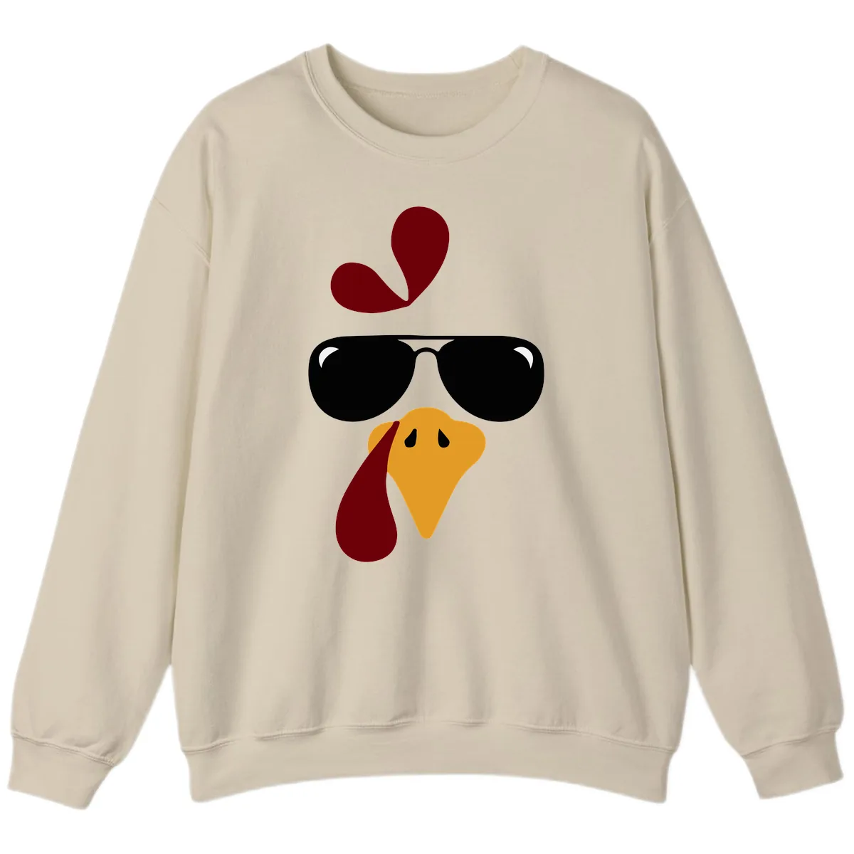 Cool Turkey Face Sunglasses Sweatshirt in Sand