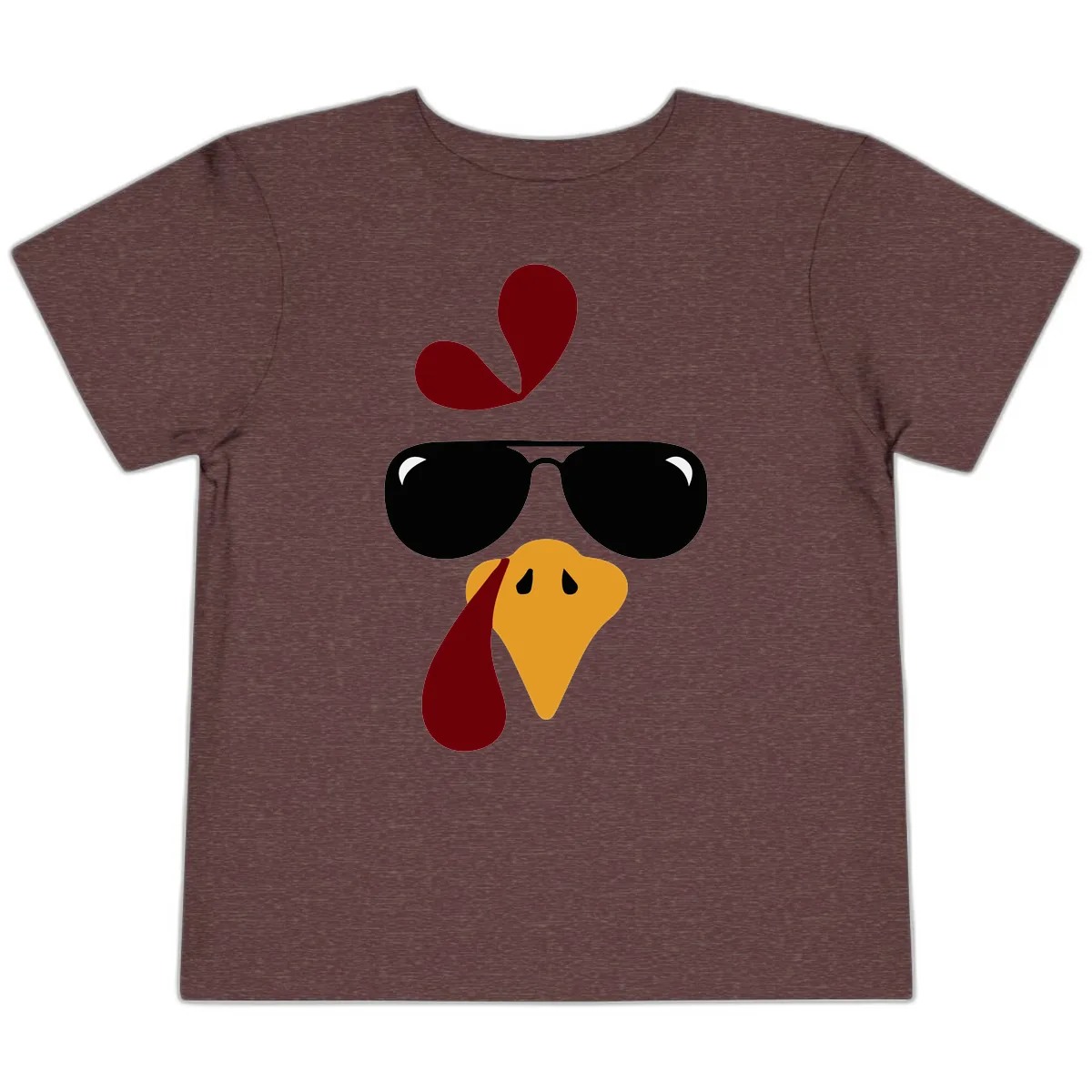 Cool Turkey Face Sunglasses Toddler T-Shirt in Heather Maroon