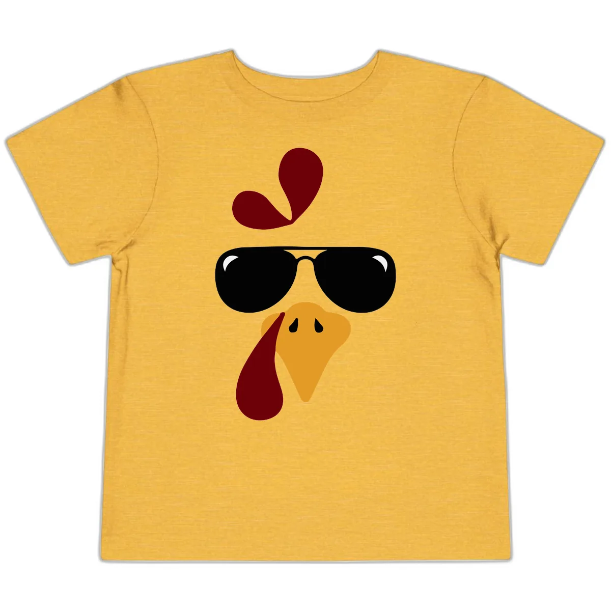 Cool Turkey Face Sunglasses Toddler T-Shirt in Heather Yellow Gold