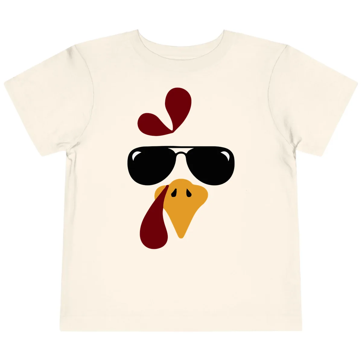 Cool Turkey Face Sunglasses Toddler T-Shirt in Natural