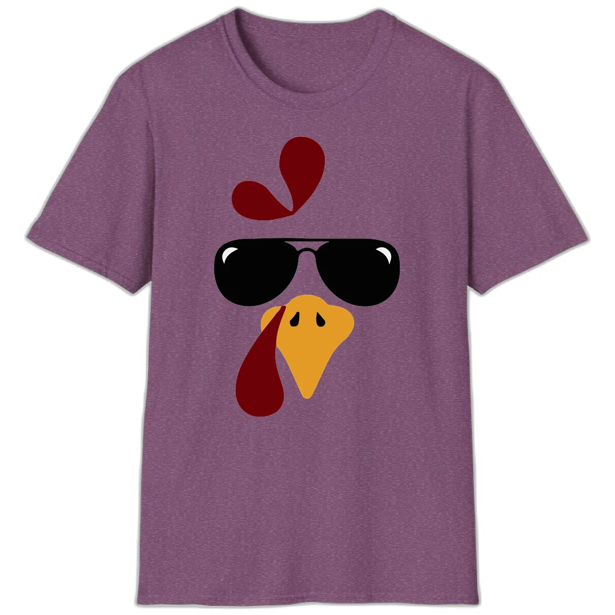 Cool Turkey Face Sunglasses T-Shirt in Heather Maroon