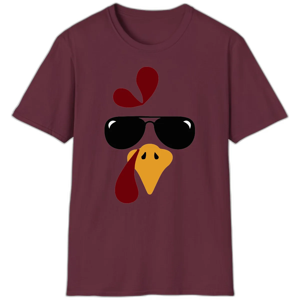 Cool Turkey Face Sunglasses T-Shirt in Maroon