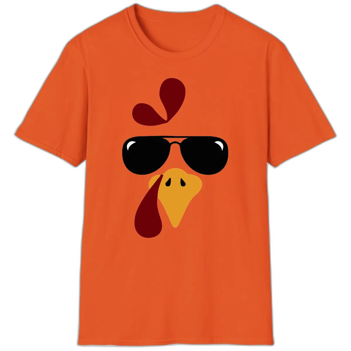 Cool Turkey Face Sunglasses T-Shirt in Orange