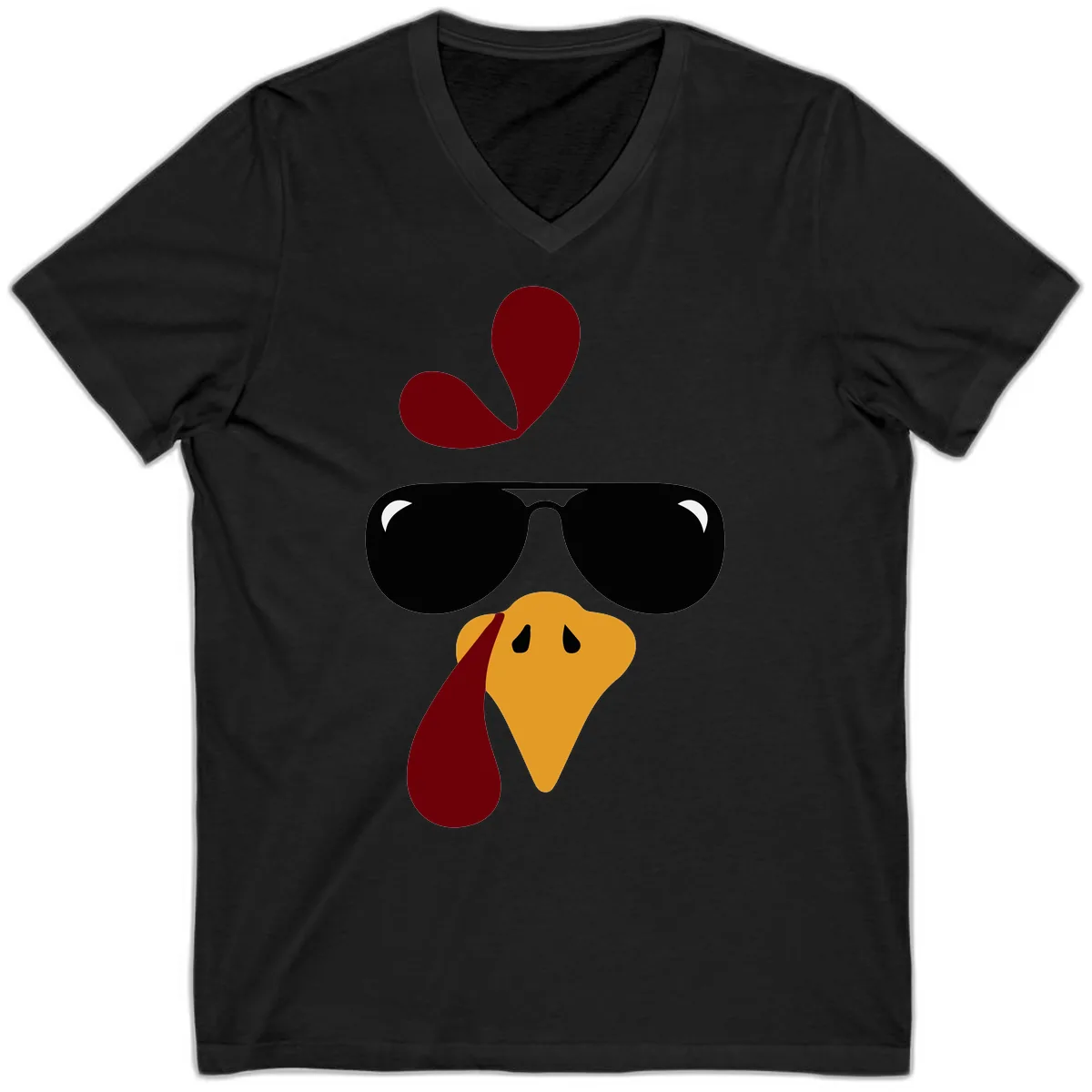 Cool Turkey Face Sunglasses V-Neck in Black