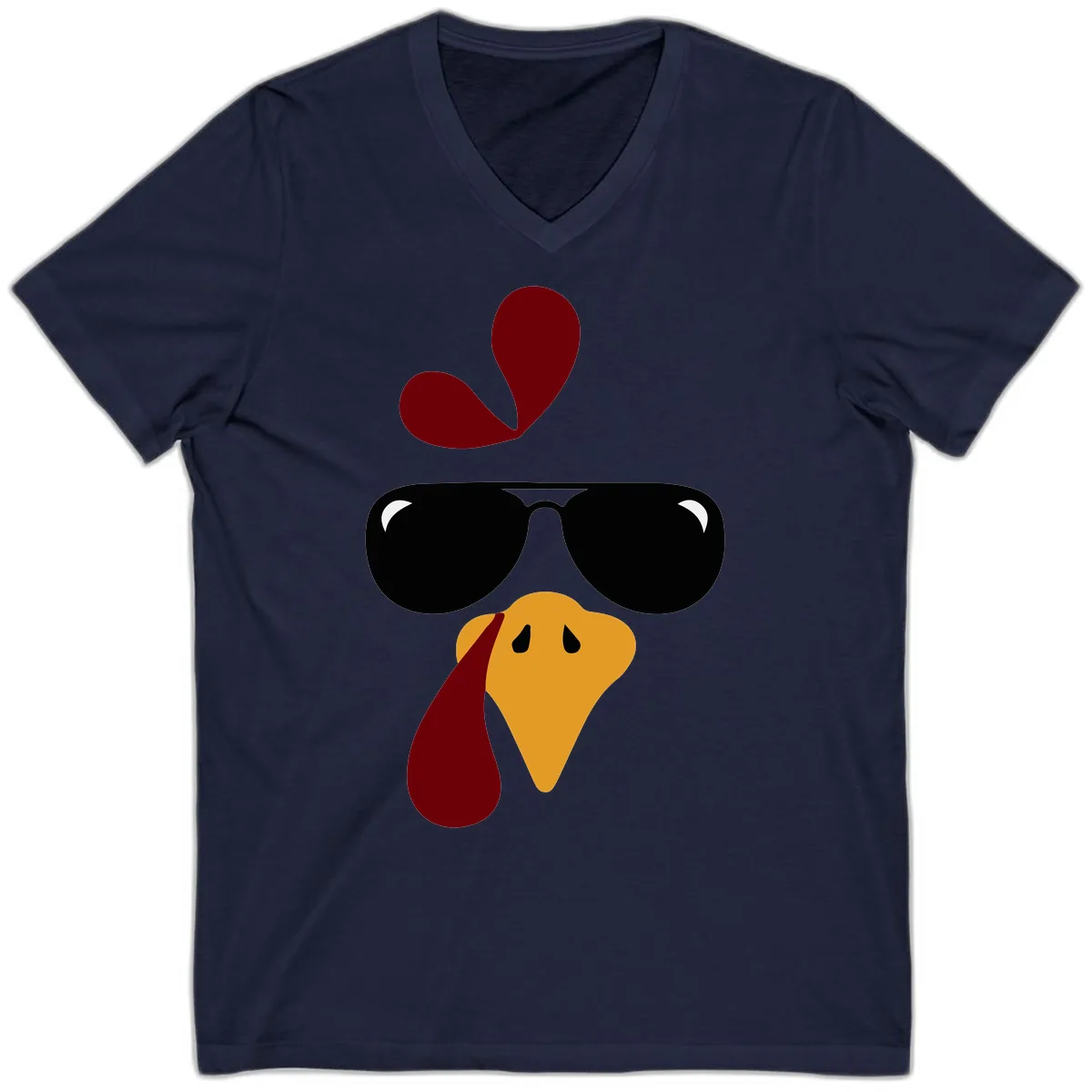 Cool Turkey Face Sunglasses V-Neck in Navy