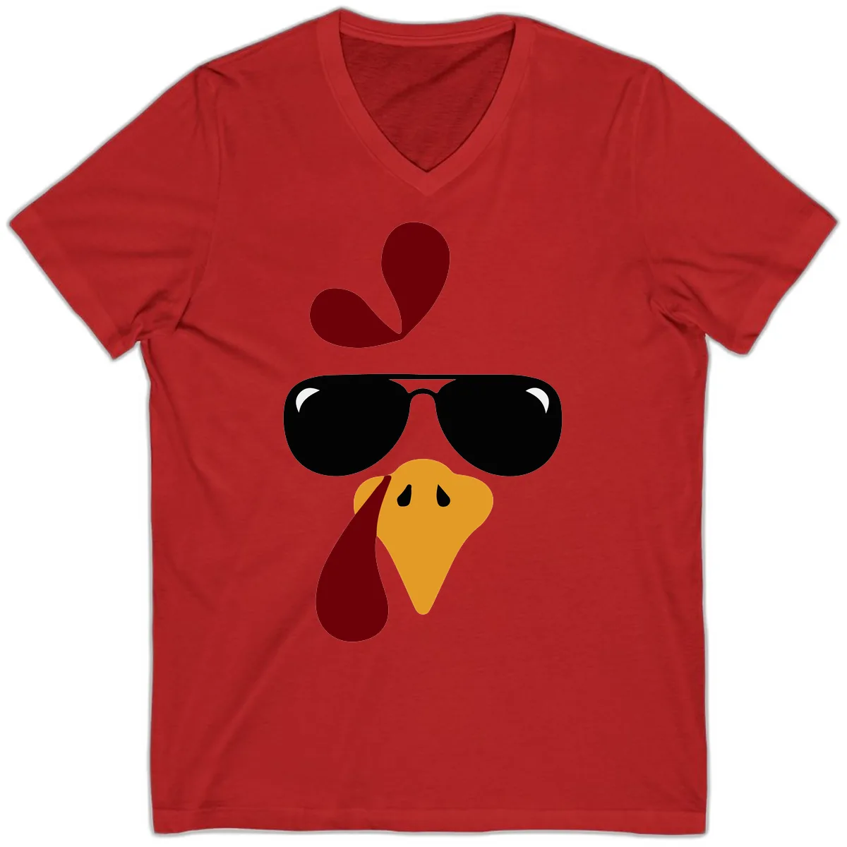Cool Turkey Face Sunglasses V-Neck in Red