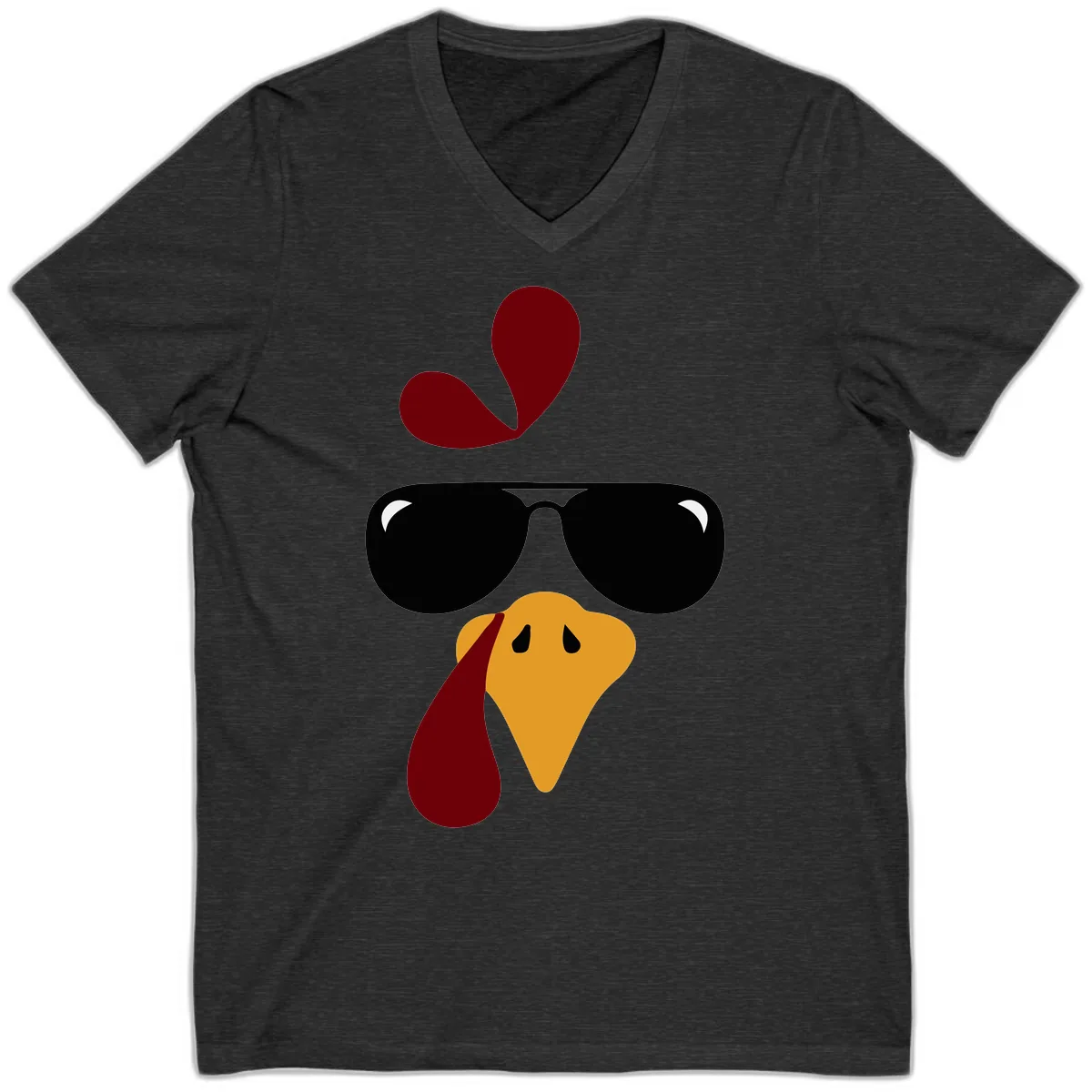 Cool Turkey Face Sunglasses V-Neck in Dark Grey Heather
