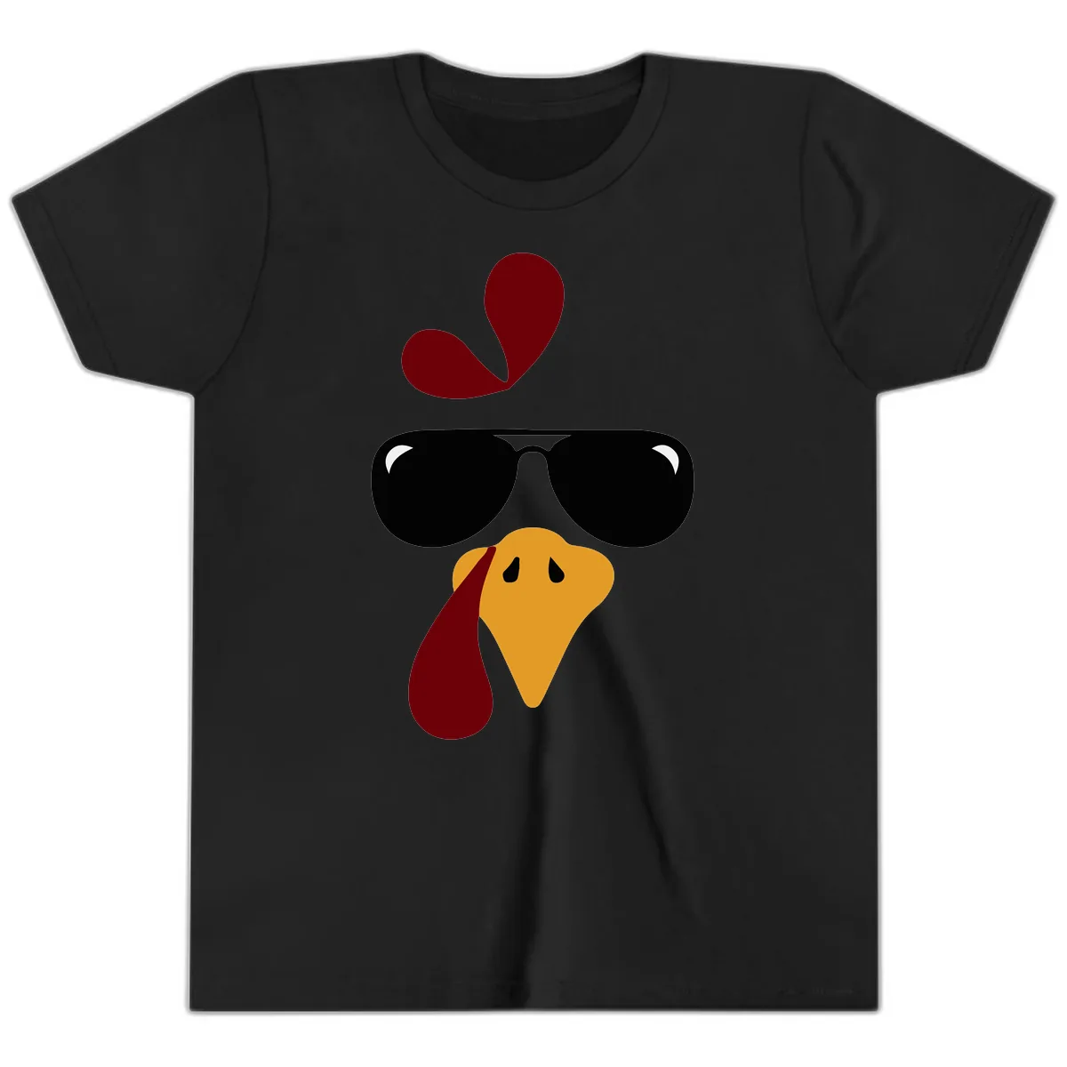 Cool Turkey Face Sunglasses Youth T-Shirt in Black