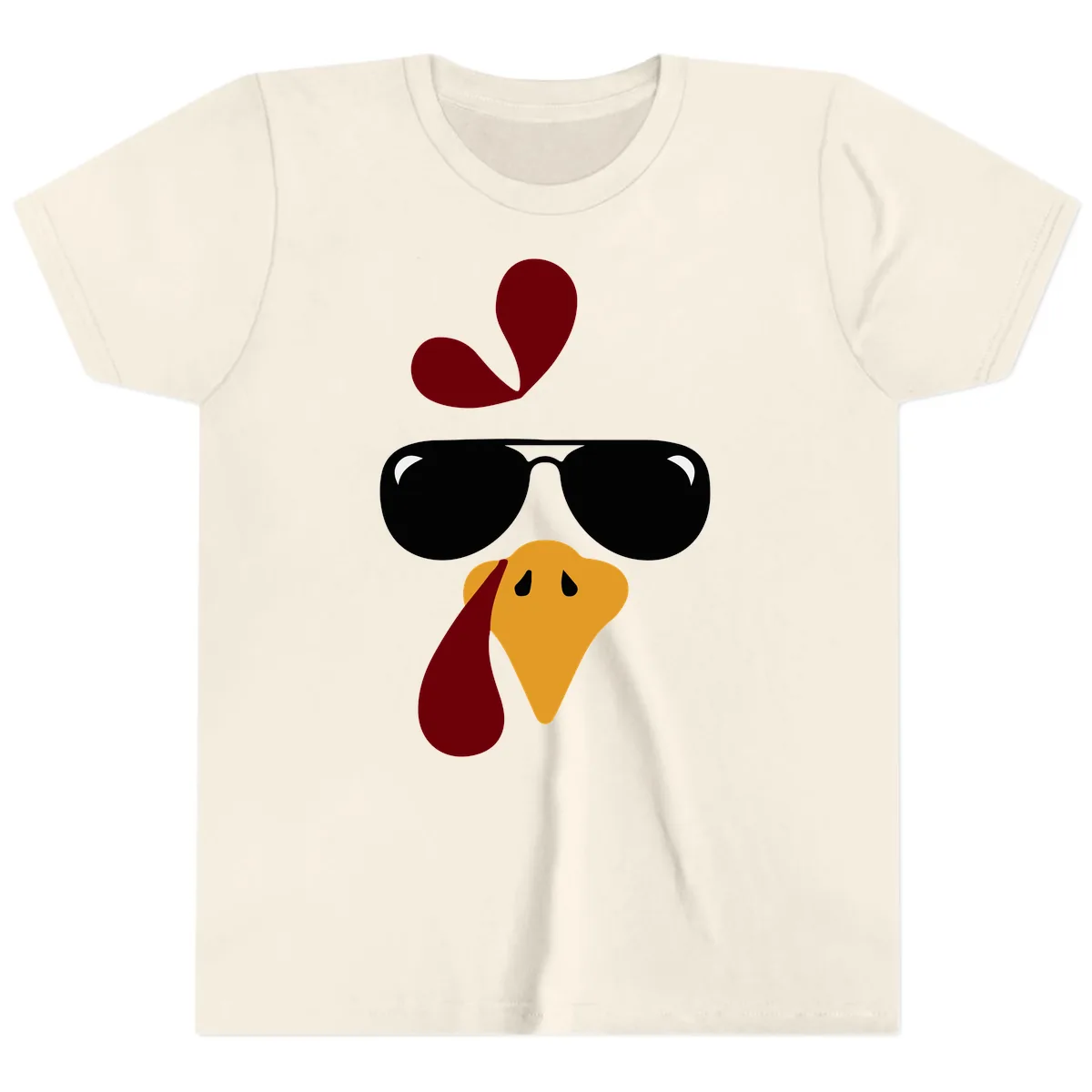 Cool Turkey Face Sunglasses Youth T-Shirt in Natural
