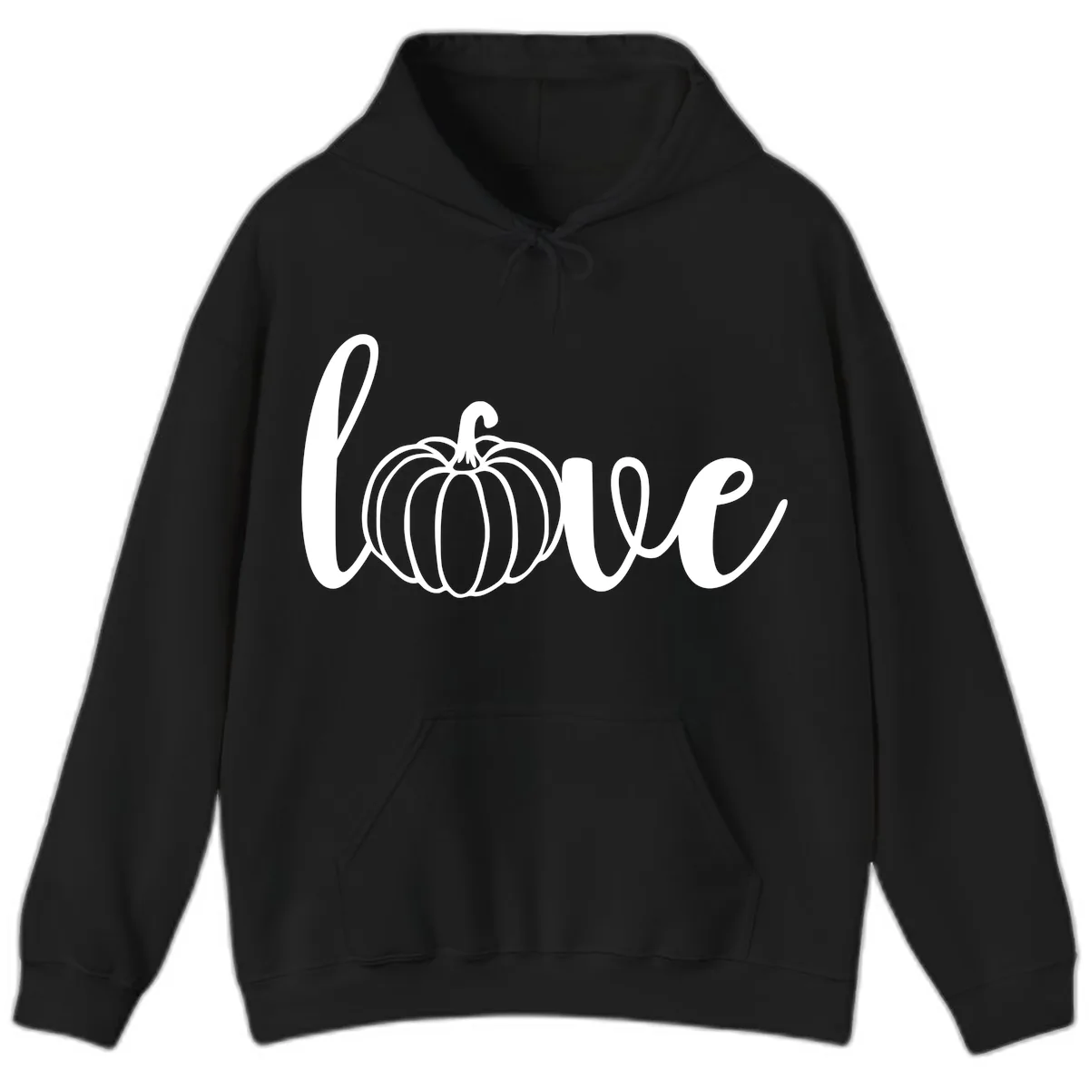 Love Pumpkin Script Design Hoodie in Black