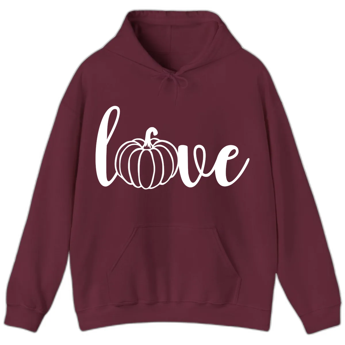Love Pumpkin Script Design Hoodie in Maroon