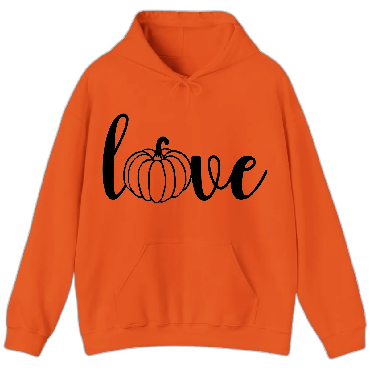 Love Pumpkin Script Design Hoodie in Orange