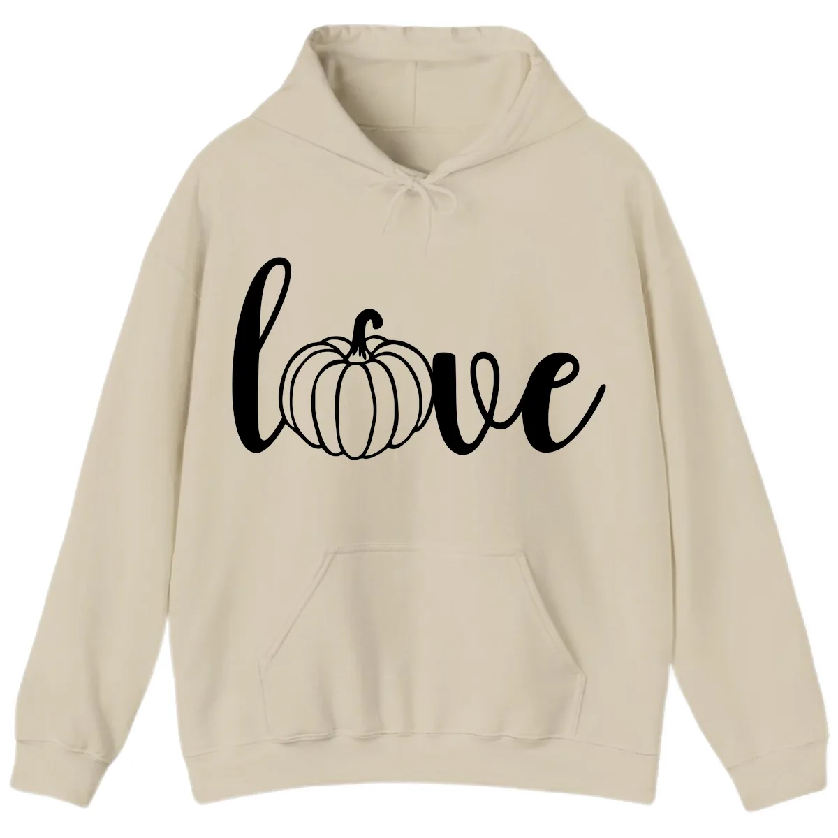 Love Pumpkin Script Design Hoodie in Sand