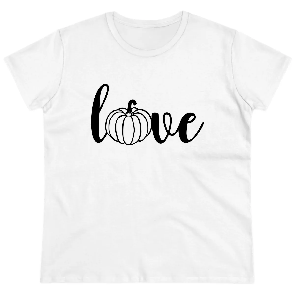 Love Pumpkin Script Design Ladies Tee in White