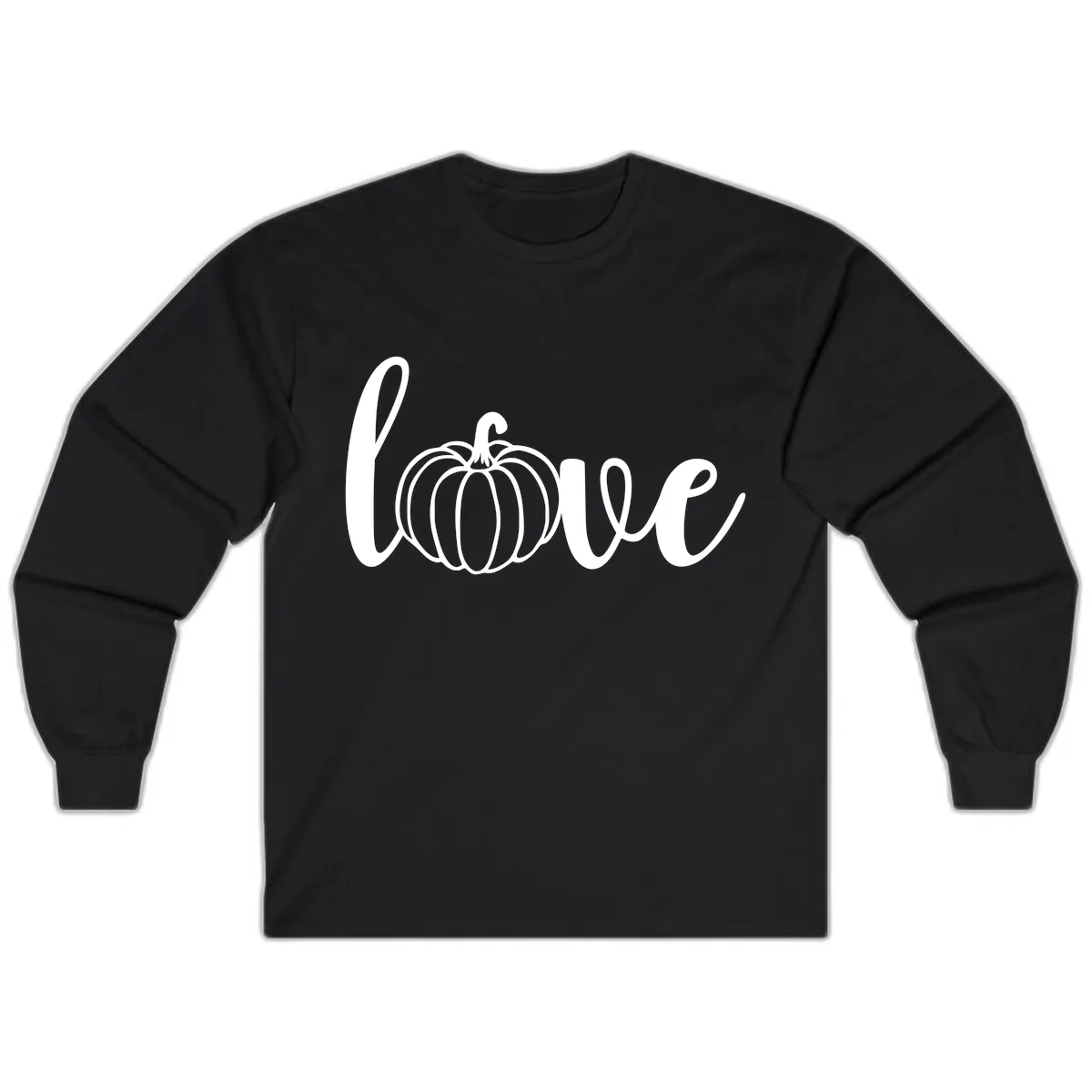 Love Pumpkin Script Design Long Sleeve in Black