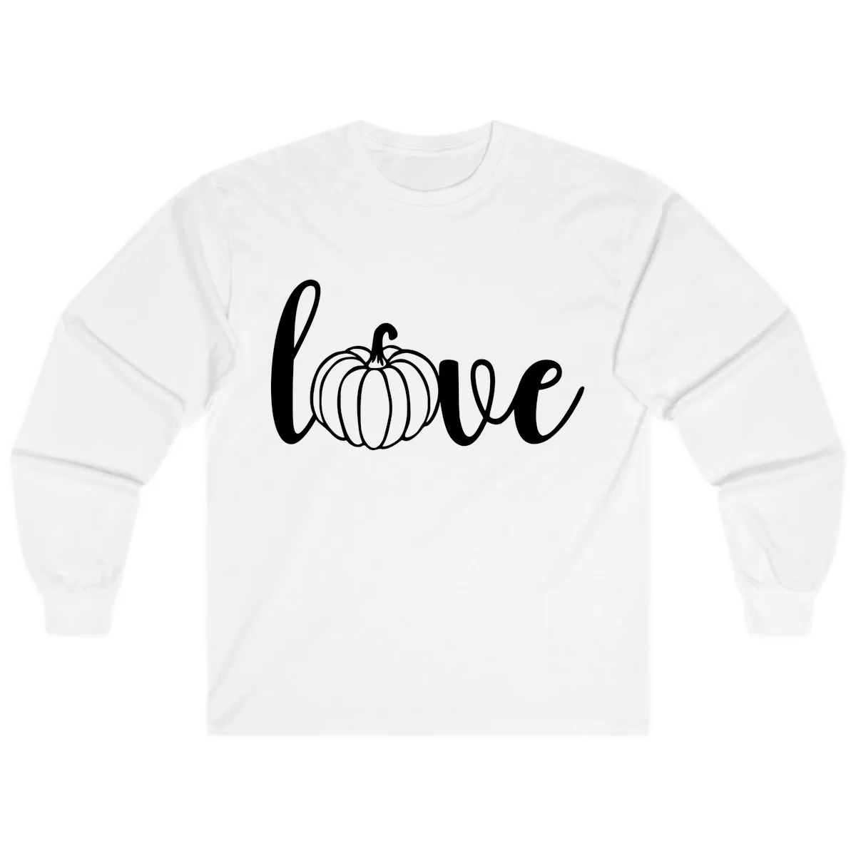 Love Pumpkin Script Design Long Sleeve in White