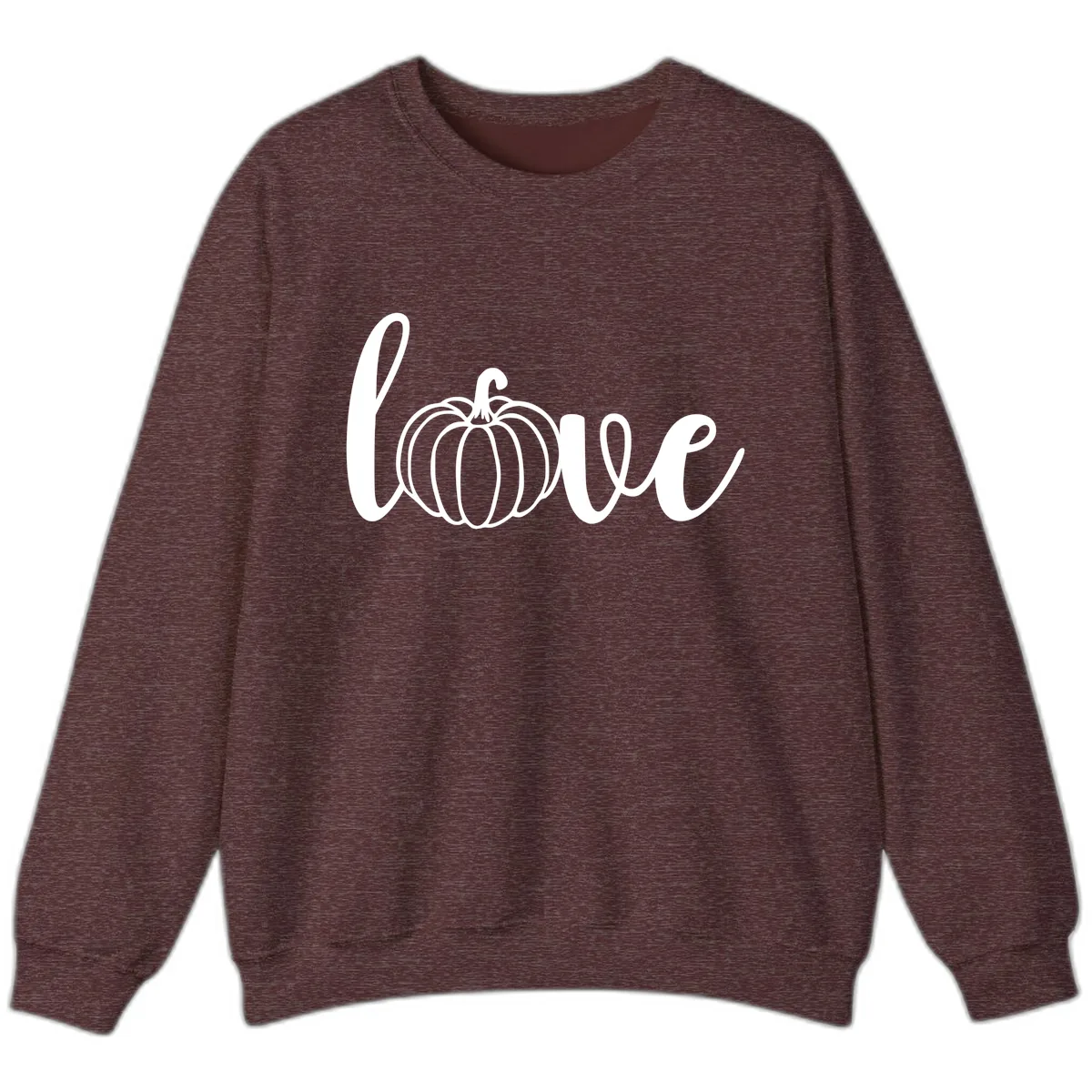 Love Pumpkin Script Design Sweatshirt in Heather Sport Dark Maroon