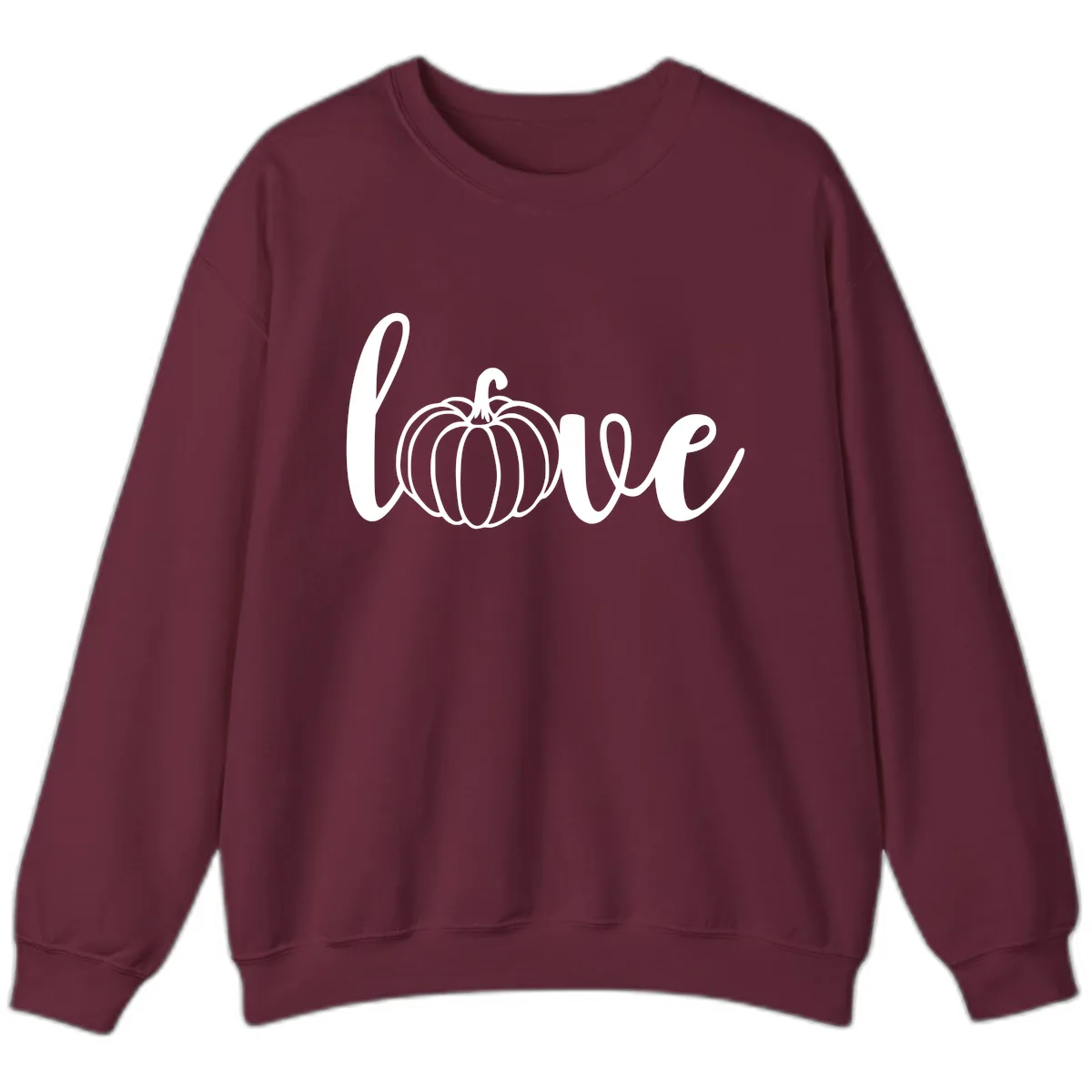 Love Pumpkin Script Design Sweatshirt in Maroon