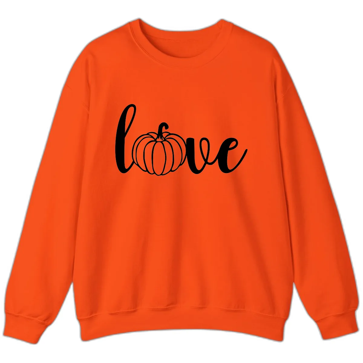 Love Pumpkin Script Design Sweatshirt in Orange