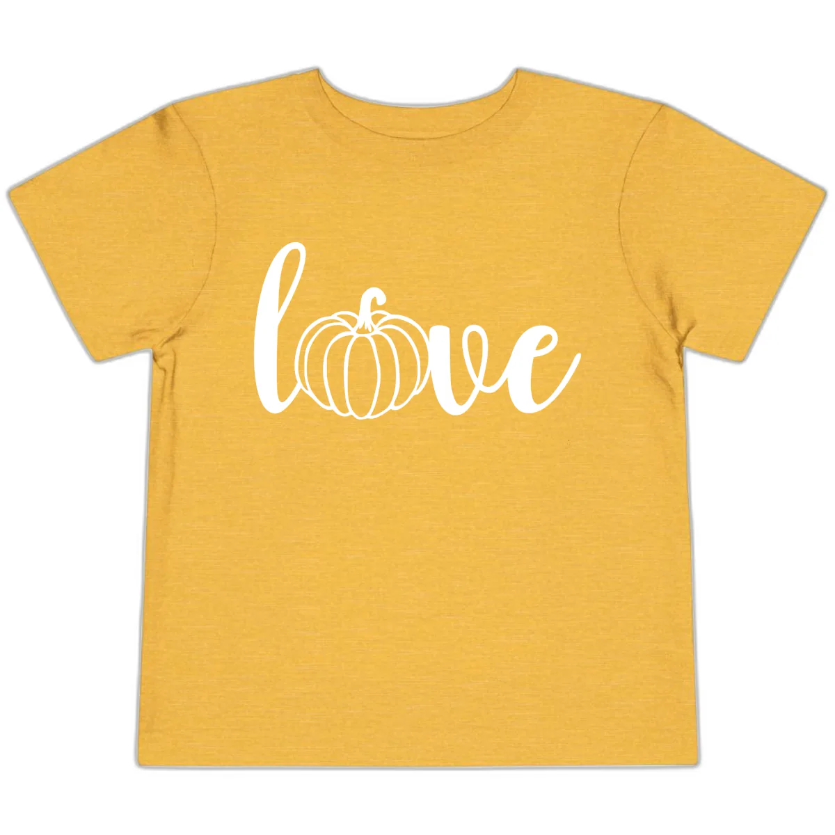 Love Pumpkin Script Design Toddler T-Shirt in Heather Yellow Gold