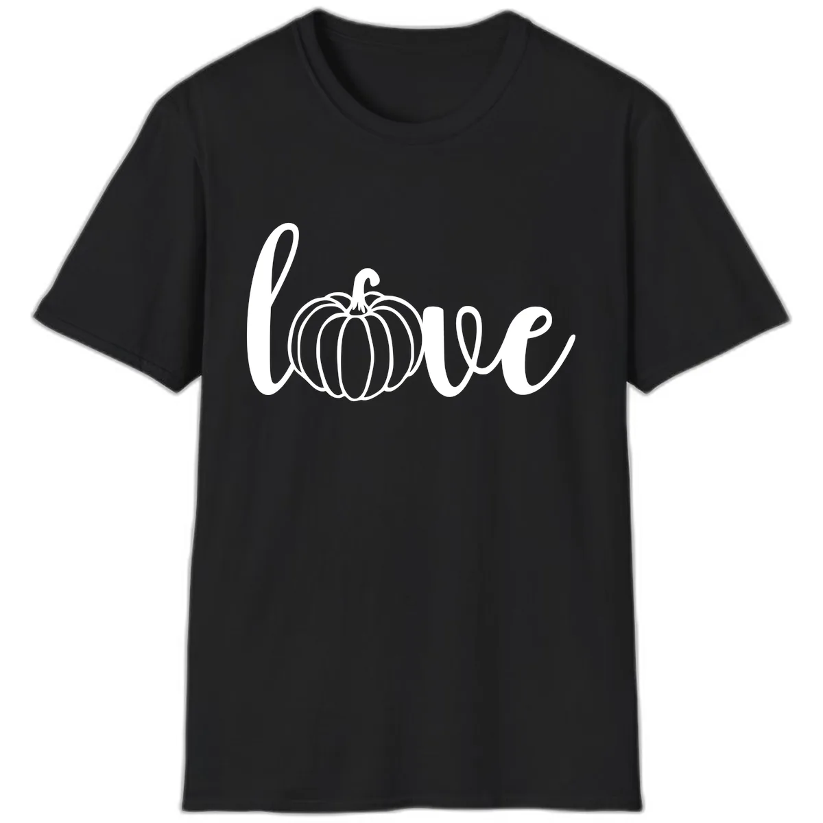 Love Pumpkin Script Design T-Shirt in Black