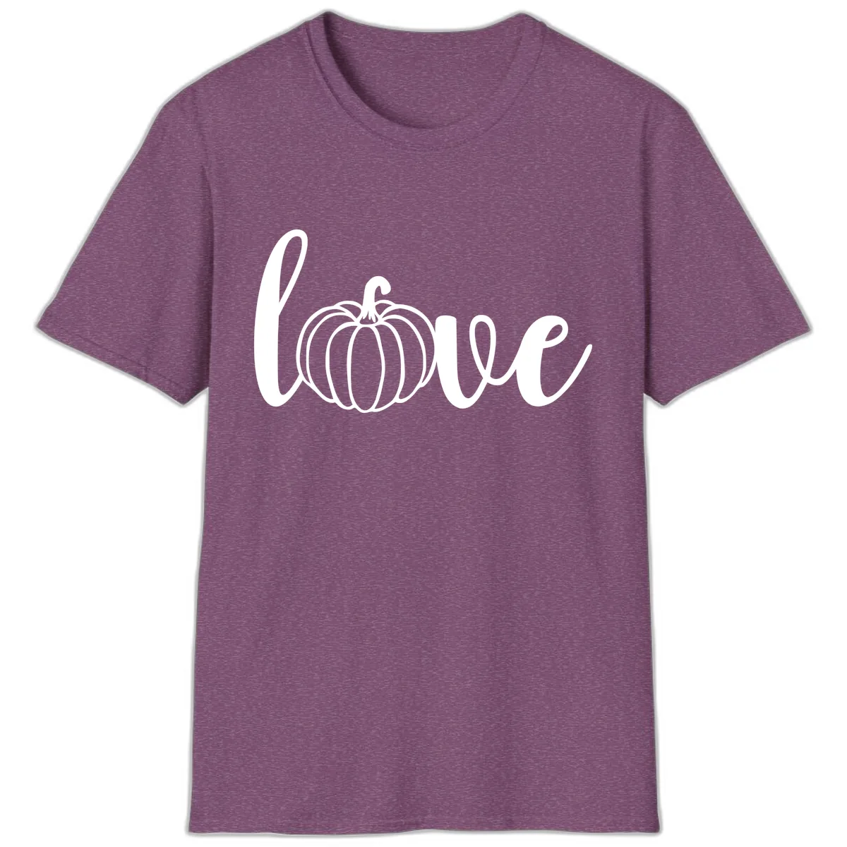 Love Pumpkin Script Design T-Shirt in Heather Maroon