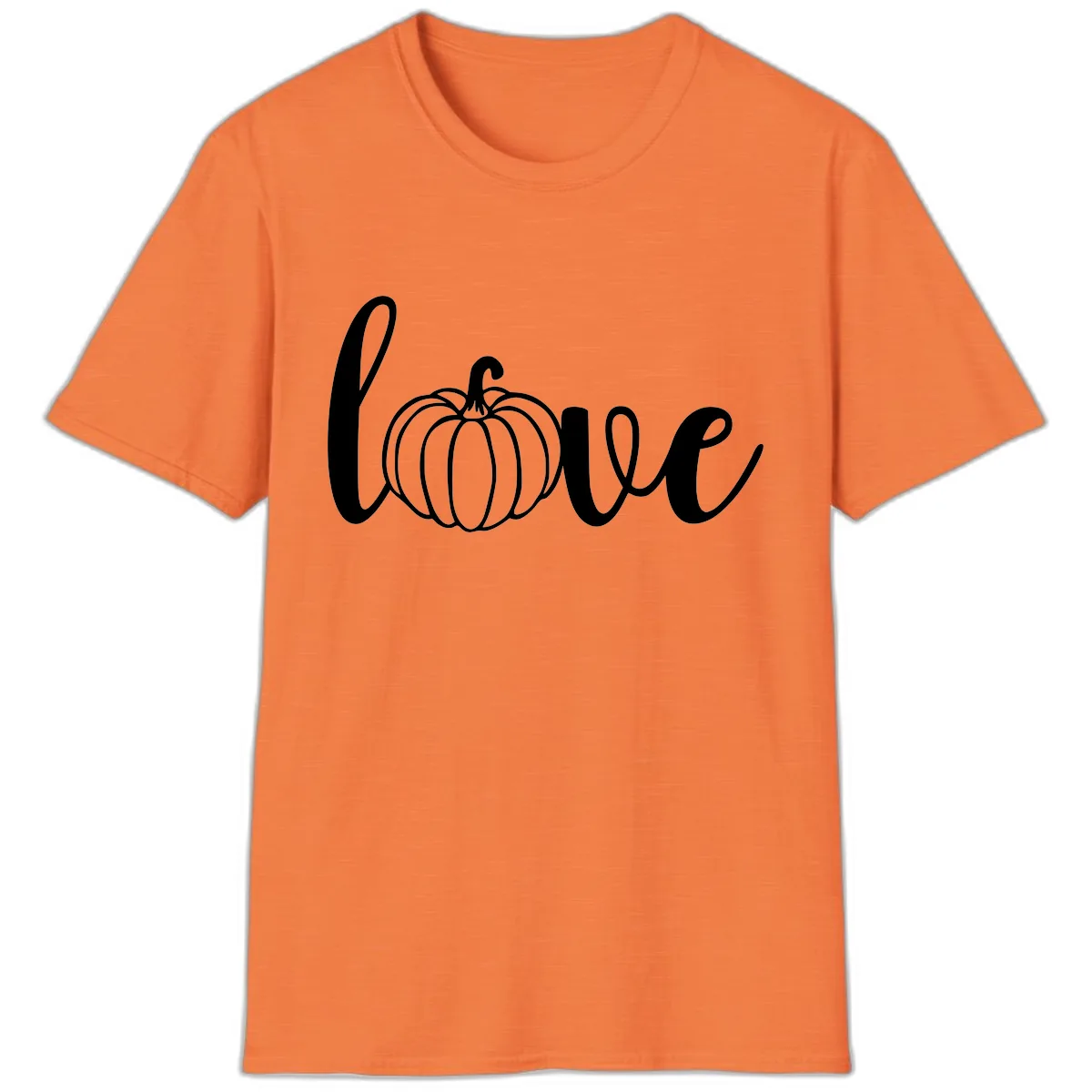 Love Pumpkin Script Design T-Shirt in Heather Orange
