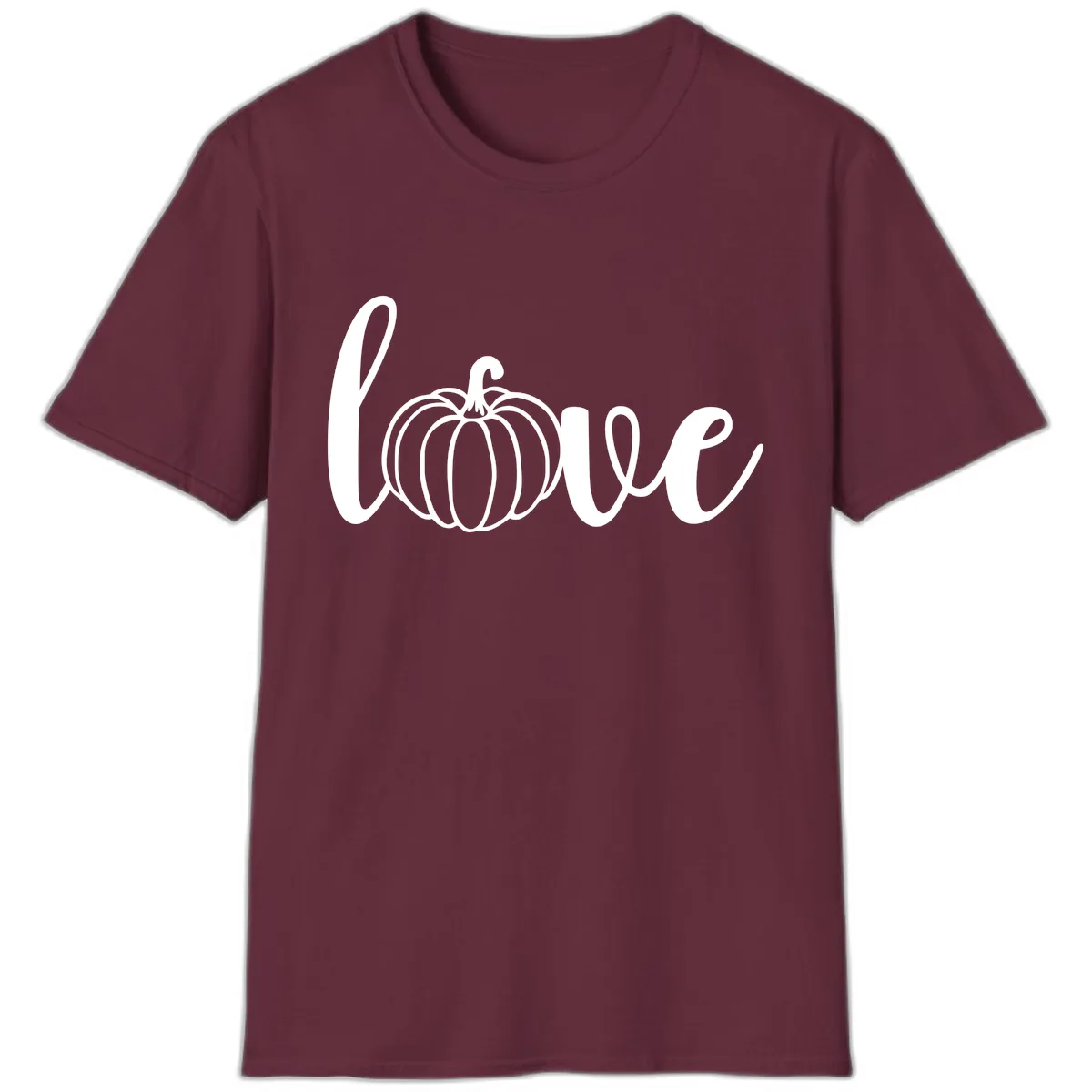 Love Pumpkin Script Design T-Shirt in Maroon