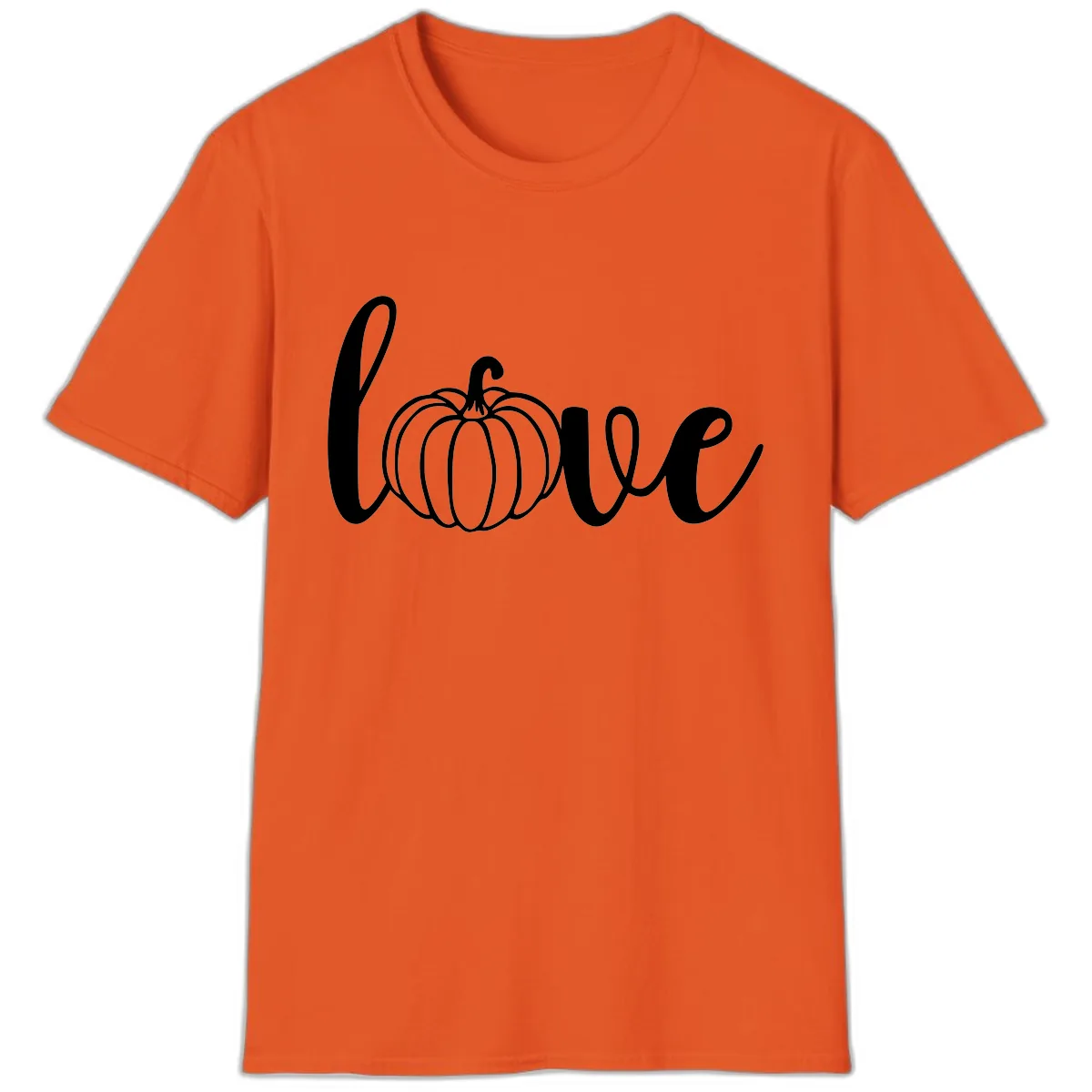 Love Pumpkin Script Design T-Shirt in Orange