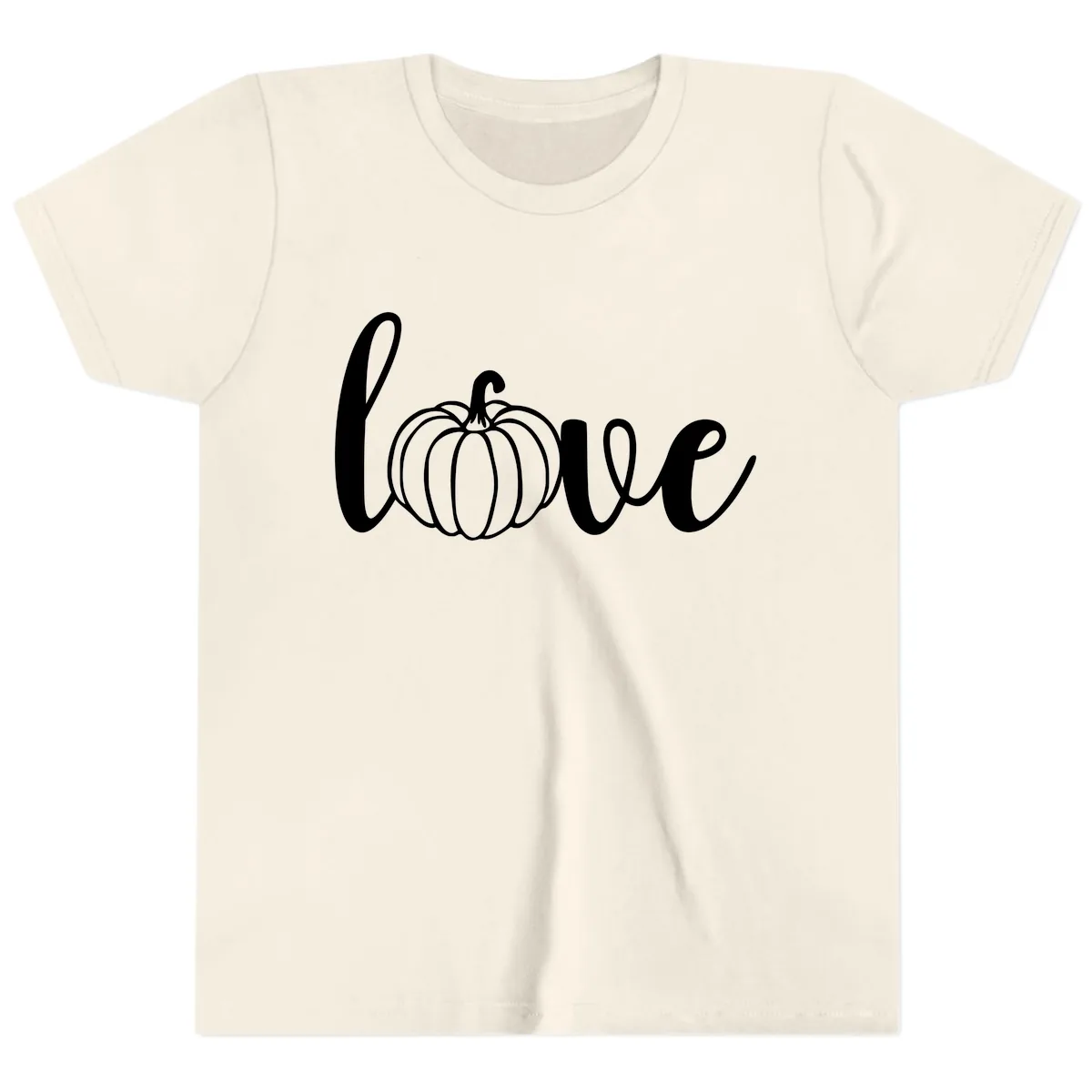 Love Pumpkin Script Design Youth T-Shirt in Natural