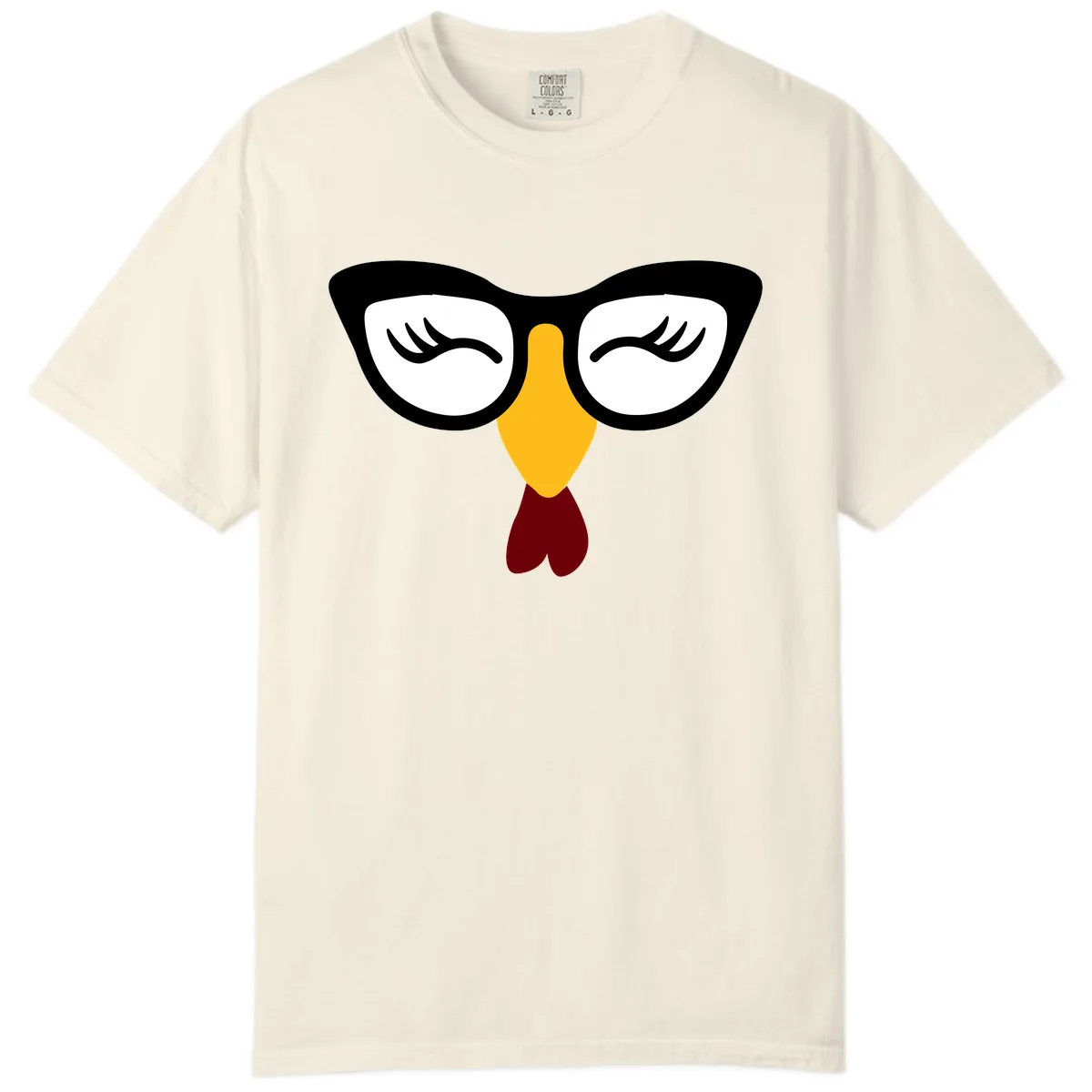 Nerdy Turkey Face With Glasses Comfort Color in Ivory