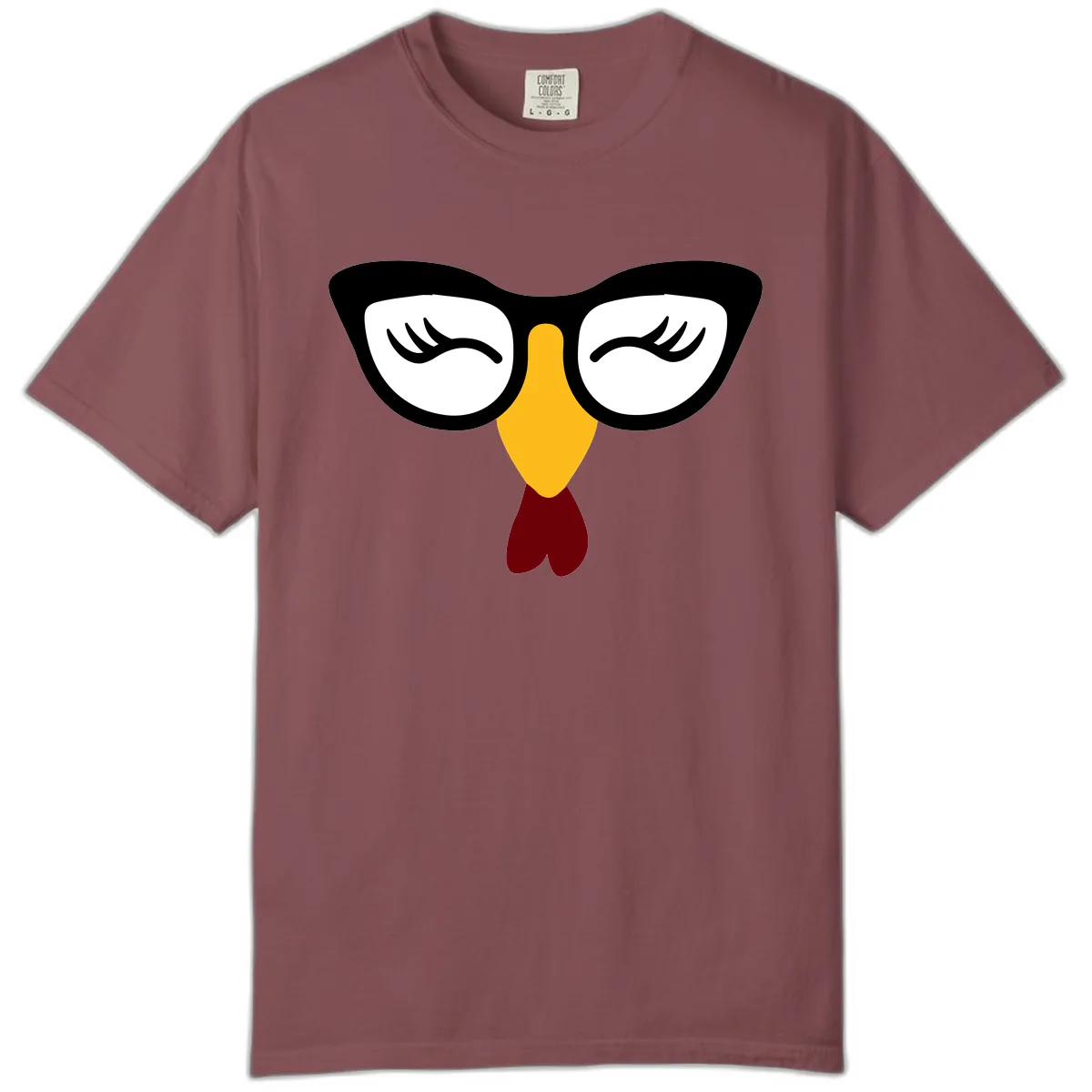 Nerdy Turkey Face With Glasses Comfort Color in Brick