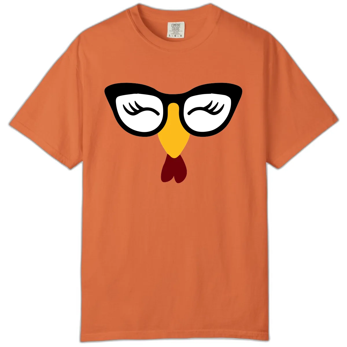 Nerdy Turkey Face With Glasses Comfort Color in Burnt Orange
