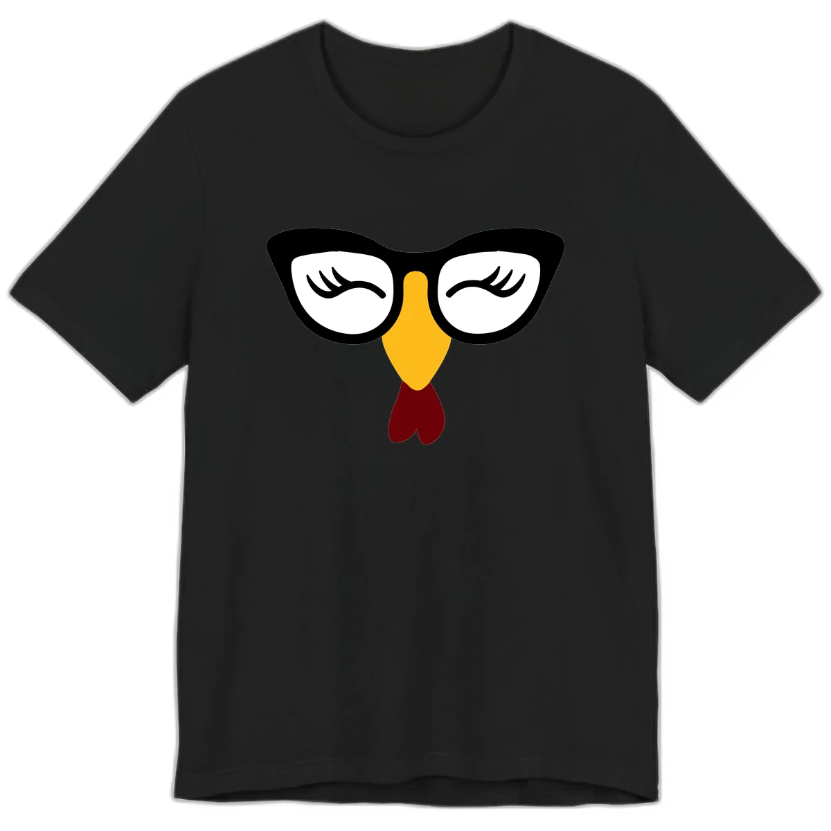 Nerdy Turkey Face With Glasses Premium T-Shirt in Black