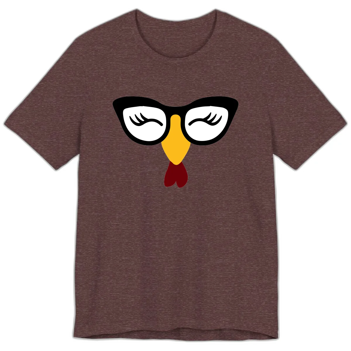 Nerdy Turkey Face With Glasses Premium T-Shirt in Heather Maroon
