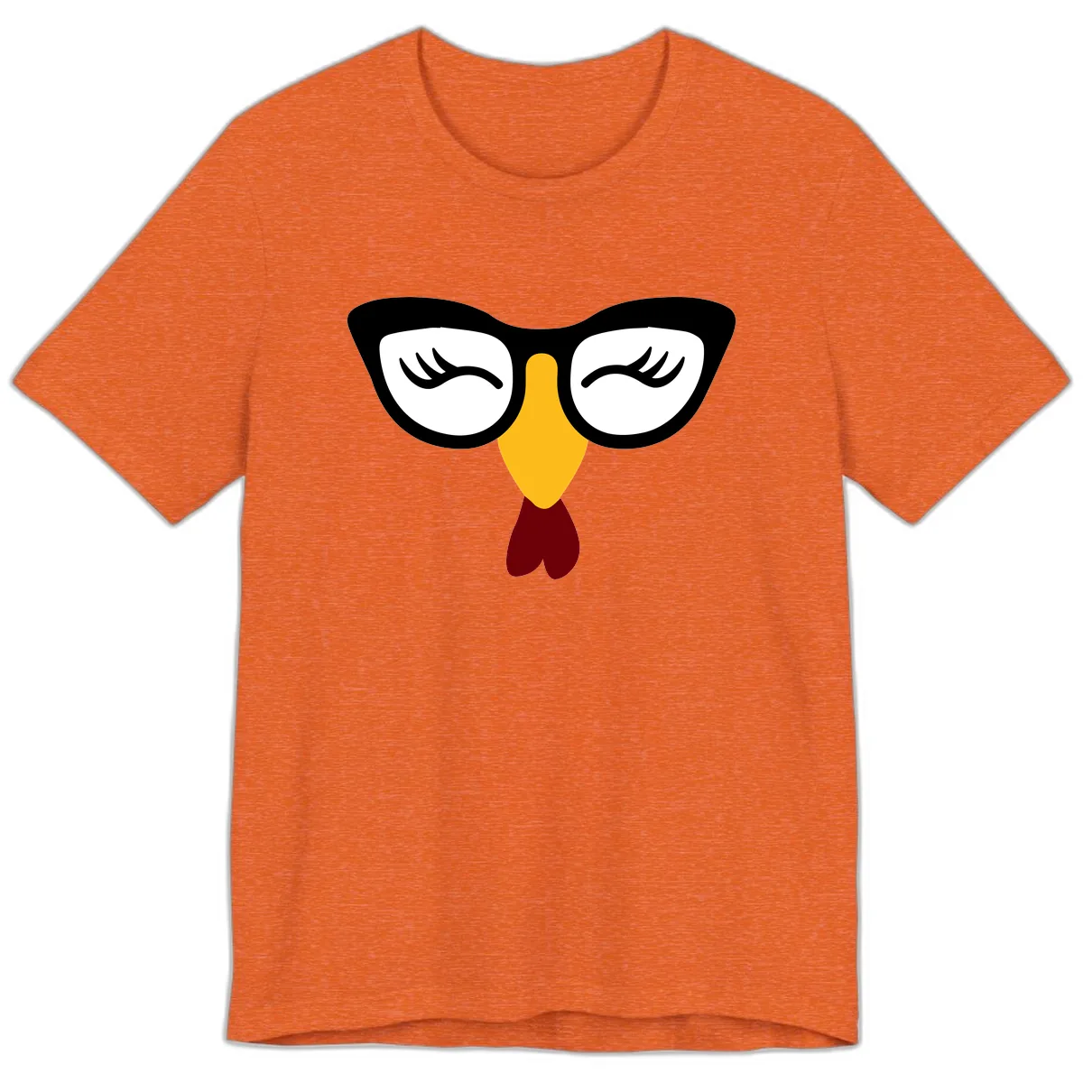 Nerdy Turkey Face With Glasses Premium T-Shirt in Heather Orange
