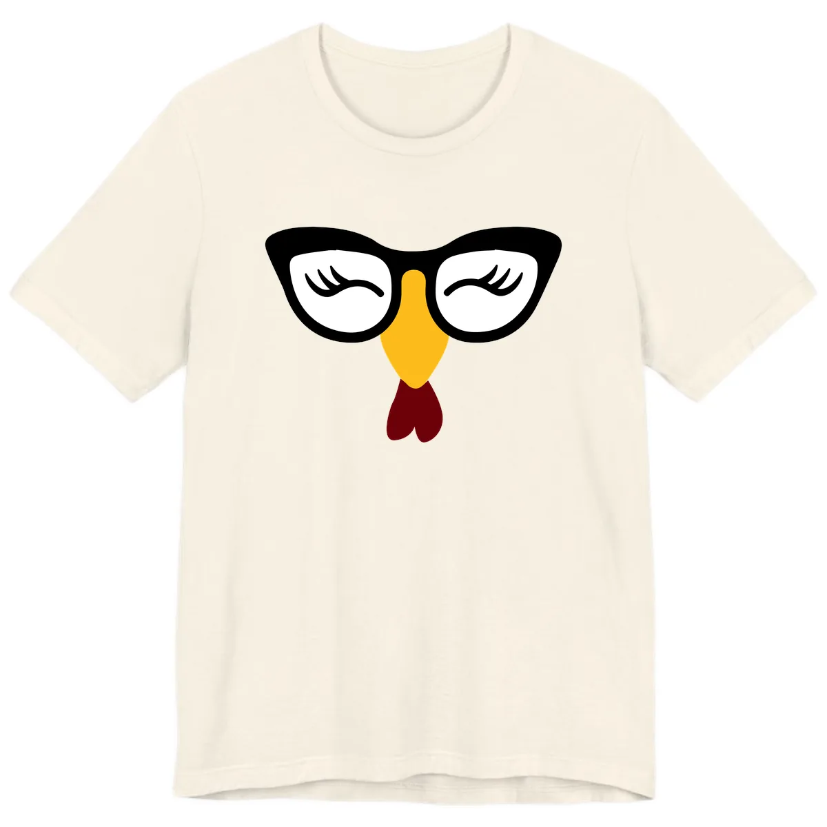 Nerdy Turkey Face With Glasses Premium T-Shirt in Natural