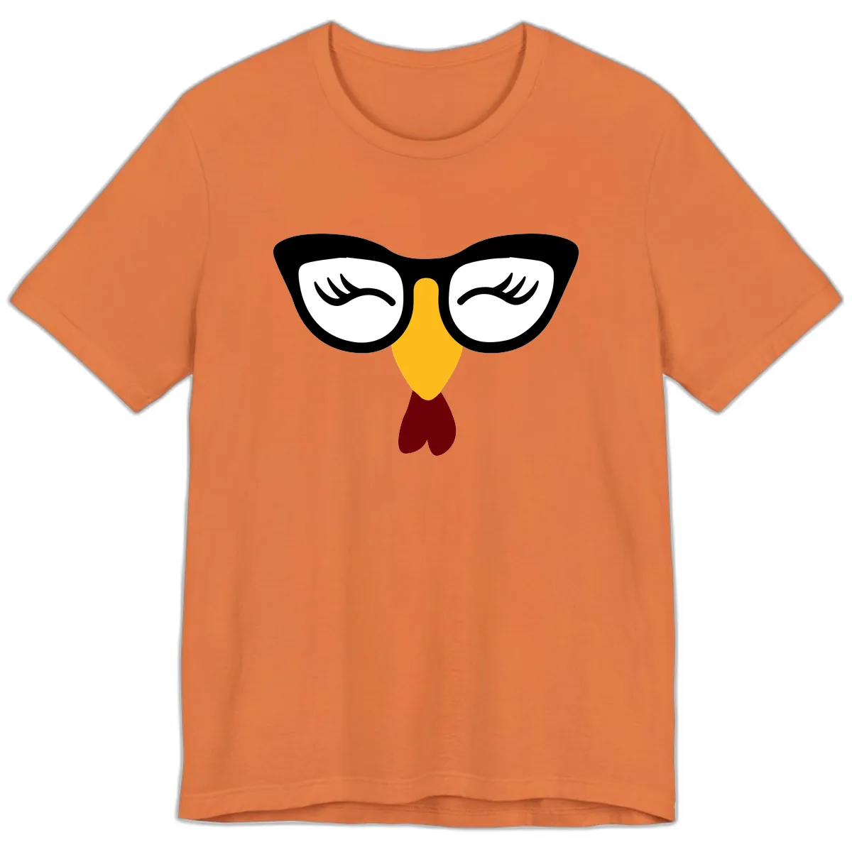 Nerdy Turkey Face With Glasses Premium T-Shirt in Burnt Orange