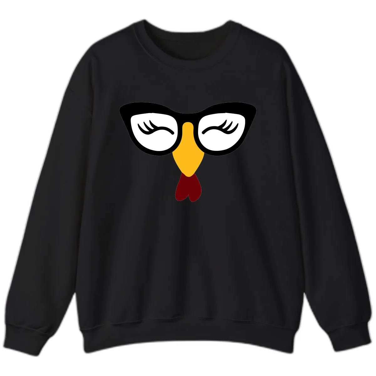 Nerdy Turkey Face With Glasses Sweatshirt in Black
