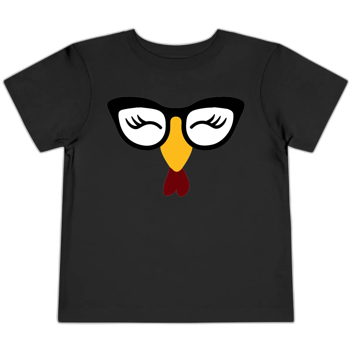 Nerdy Turkey Face With Glasses Toddler T-Shirt in Black