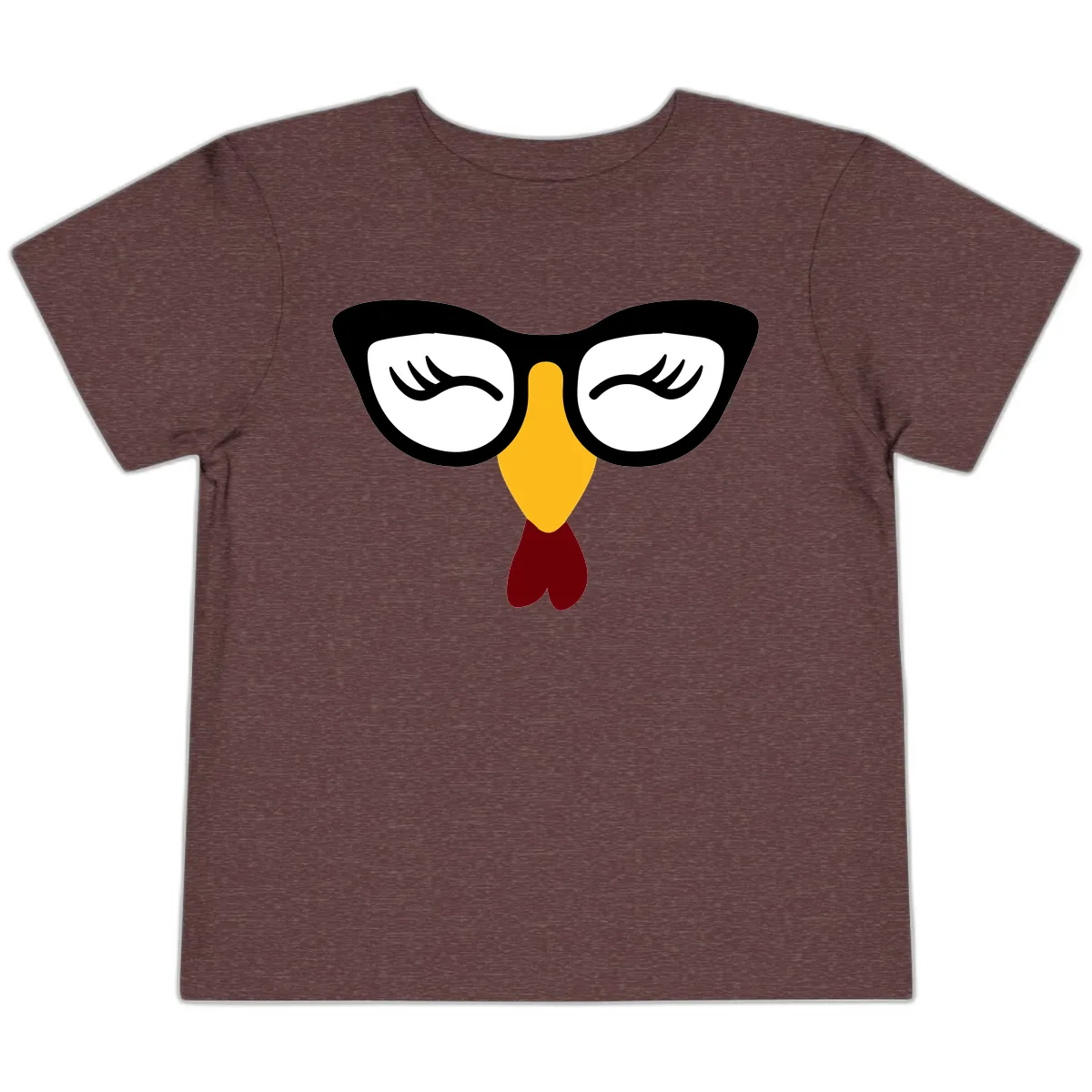 Nerdy Turkey Face With Glasses Toddler T-Shirt in Heather Maroon