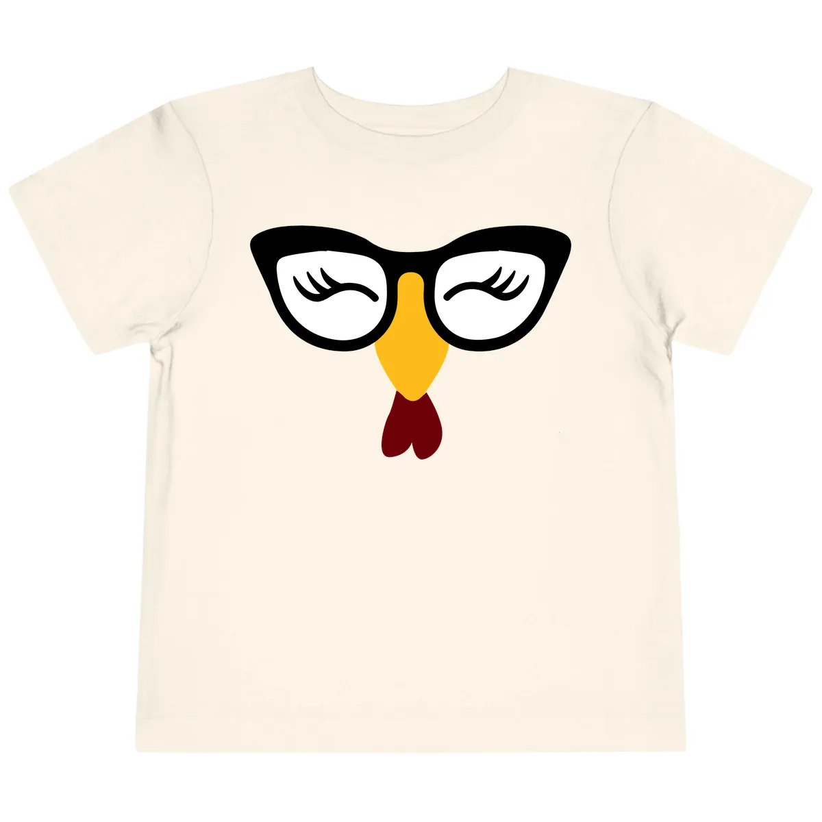 Nerdy Turkey Face With Glasses Toddler T-Shirt in Natural