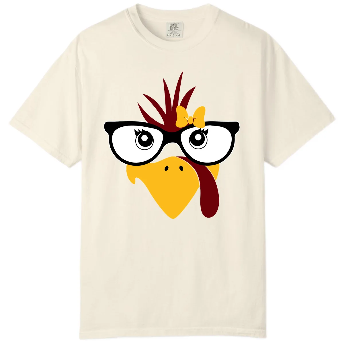 Nerd Turkey With Glasses And Bow Comfort Color in Ivory