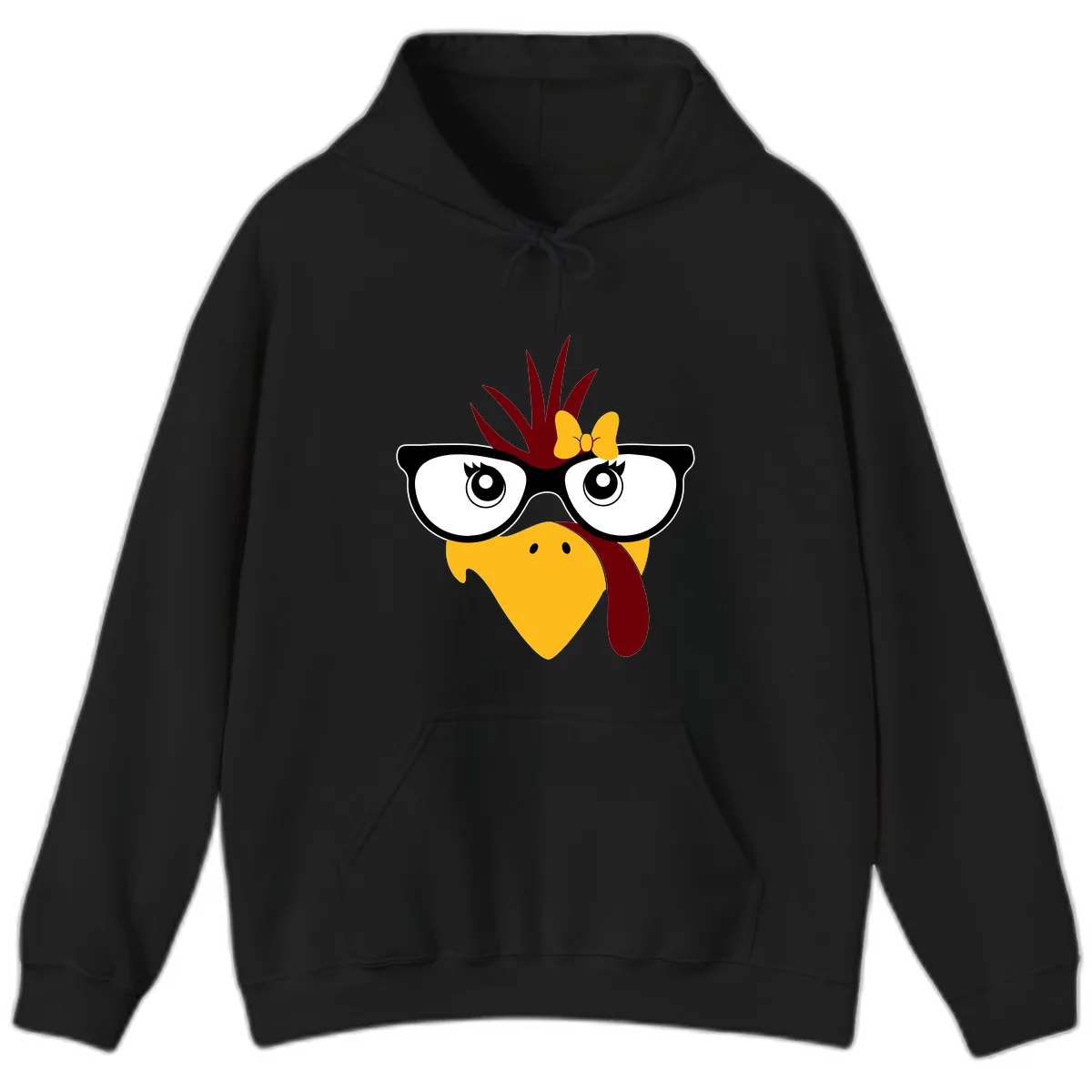 Nerd Turkey With Glasses And Bow Hoodie in Black